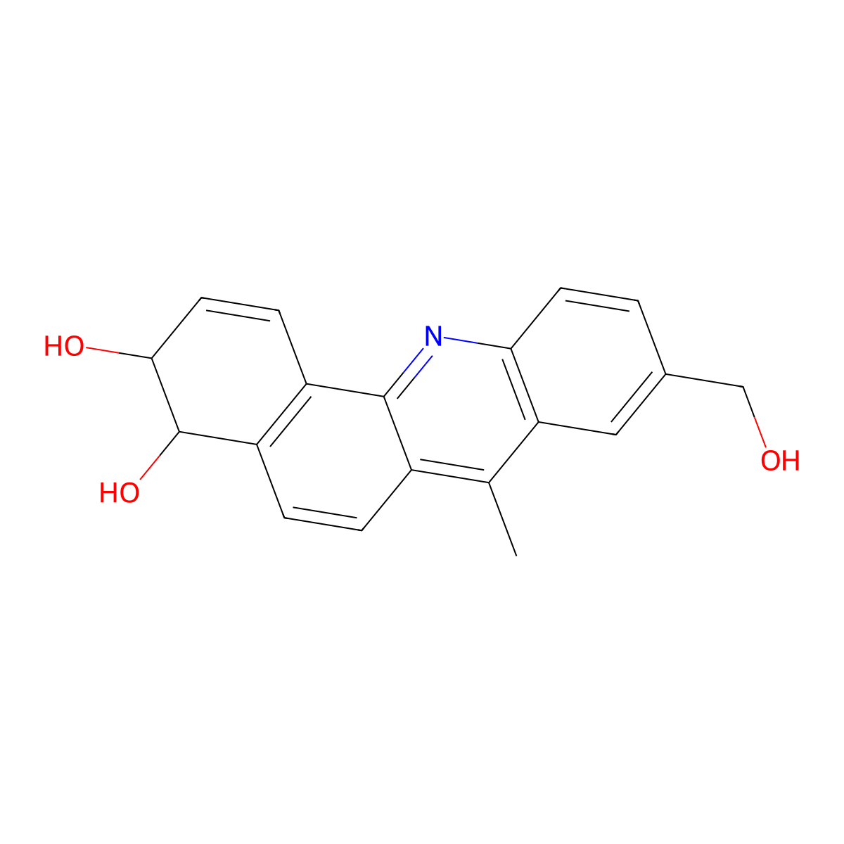 trans-3,4-Dihydro-9-(hydroxymethyl)-7-methyl-benz(c)acridine-3,4-diol molecular structure, CAS 160543-14-6