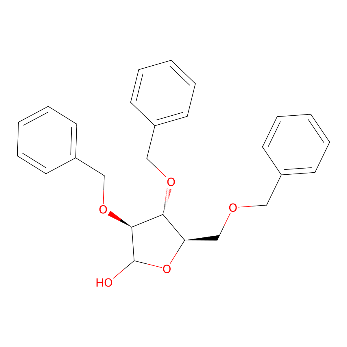 2,3,5-Tri-O-benzyl-D-arabinofuranose molecular structure, CAS 160549-10-0