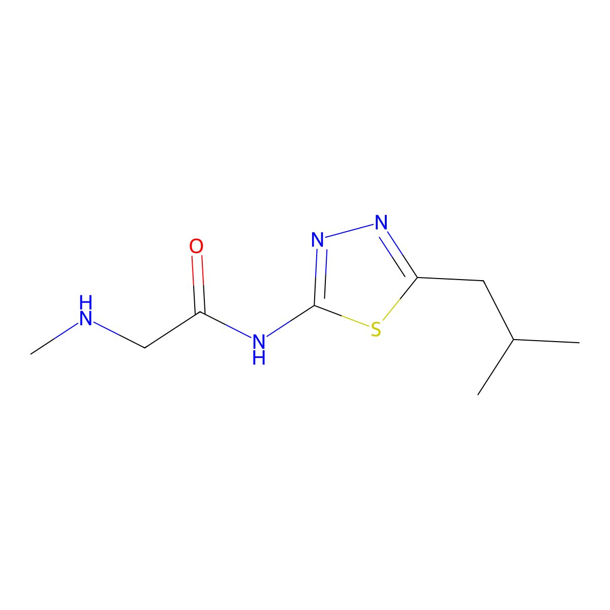 2-(Methylamino)-N-[5-(2-methylpropyl)-1,3,4-thiadiazol-2-yl]acetamide molecular structure, CAS 1605511-91-8
