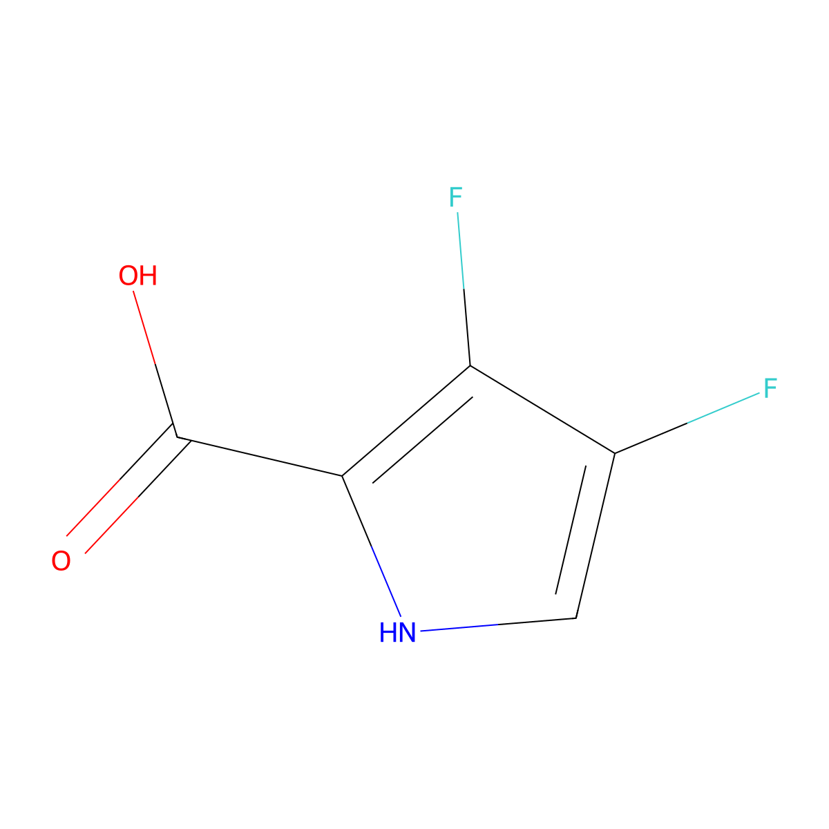 3,4-difluoro-1H-pyrrole-2-carboxylic Acid molecular structure, CAS 160561-81-9