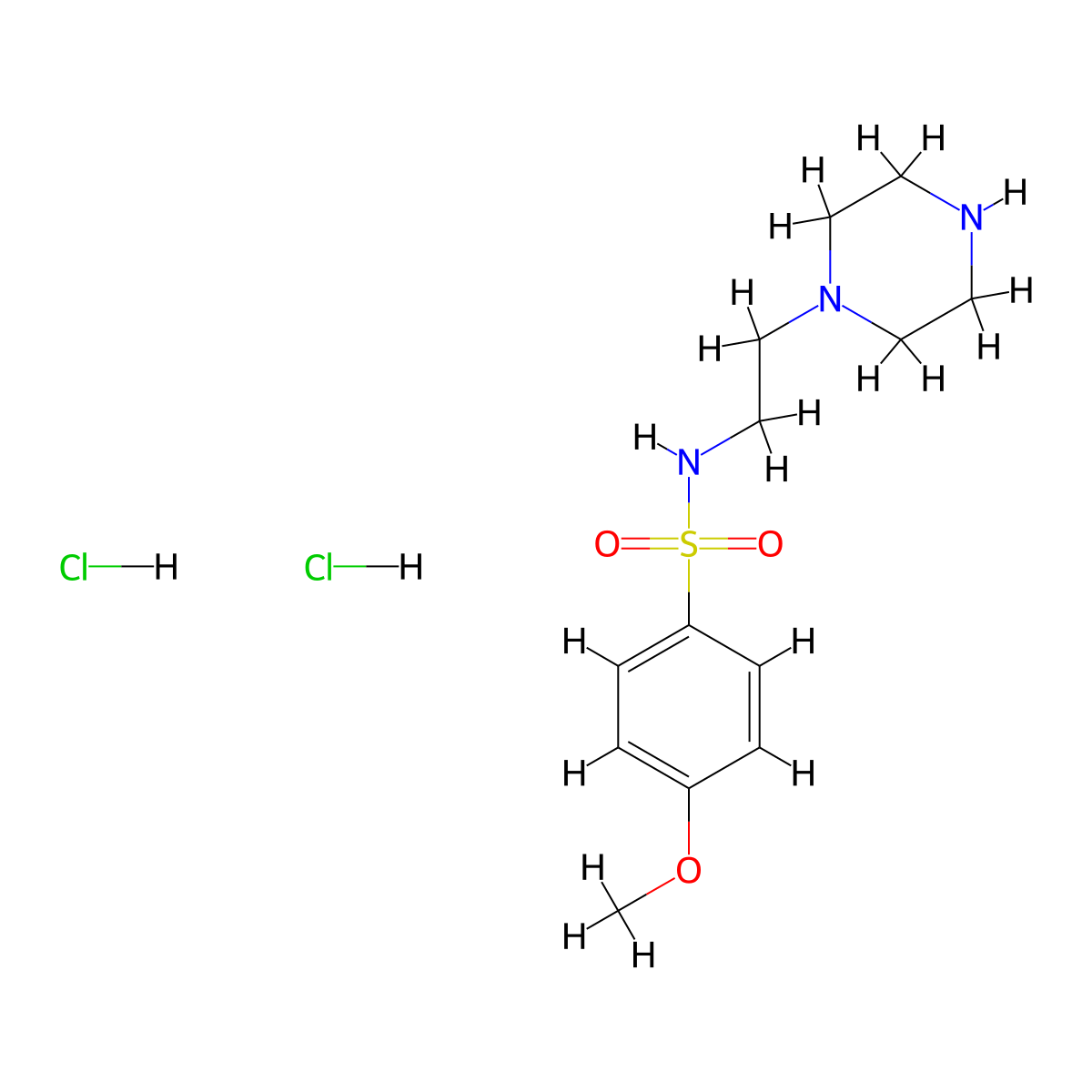 4-methoxy-N-[2-(piperazin-1-yl)ethyl]benzene-1-sulfonamide dihydrochloride molecular structure, CAS 1605624-10-9