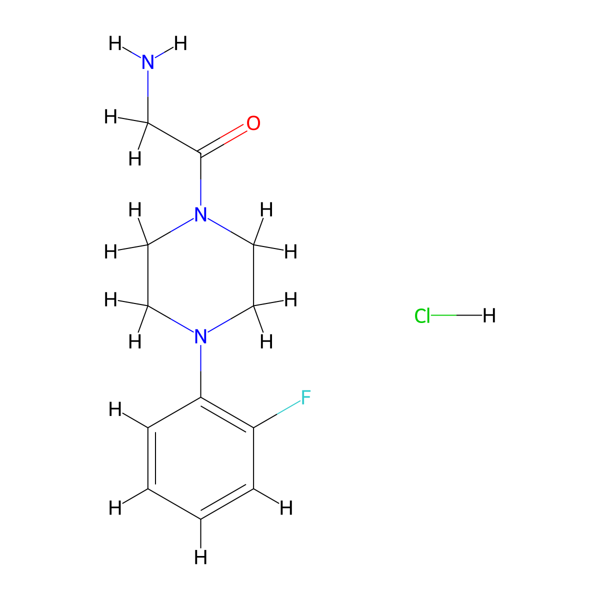 2-Amino-1-[4-(2-fluorophenyl)piperazin-1-yl]ethan-1-one hydrochloride molecular structure, CAS 1605772-63-1