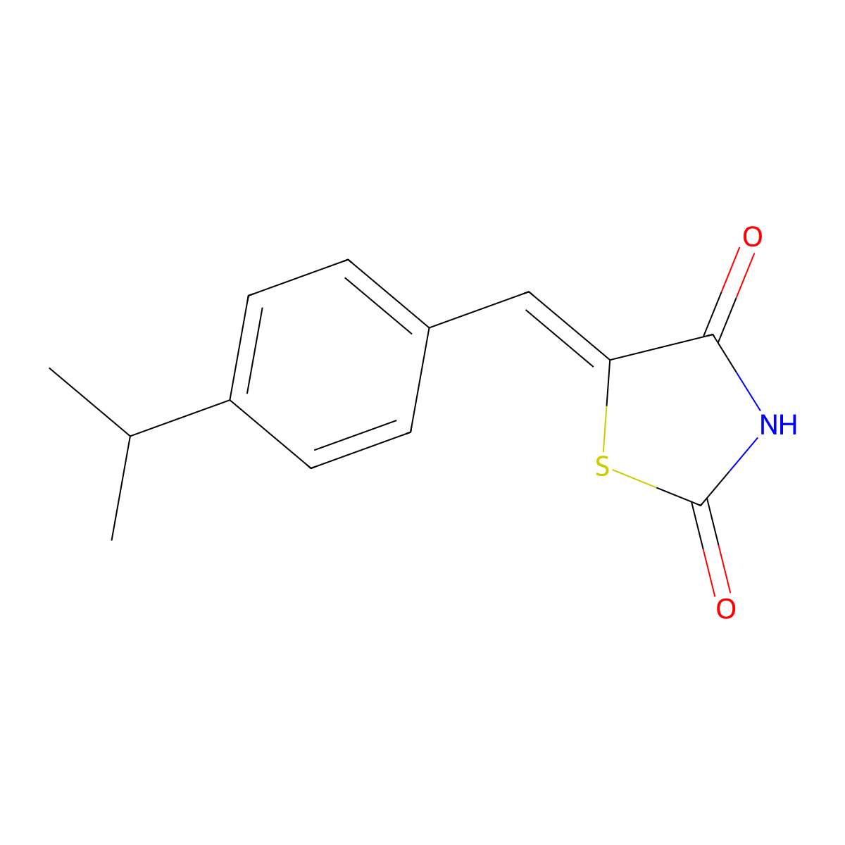 2,4-Thiazolidinedione, 5-[[4-(1-methylethyl)phenyl]methylene]- molecular structure, CAS 160579-90-8