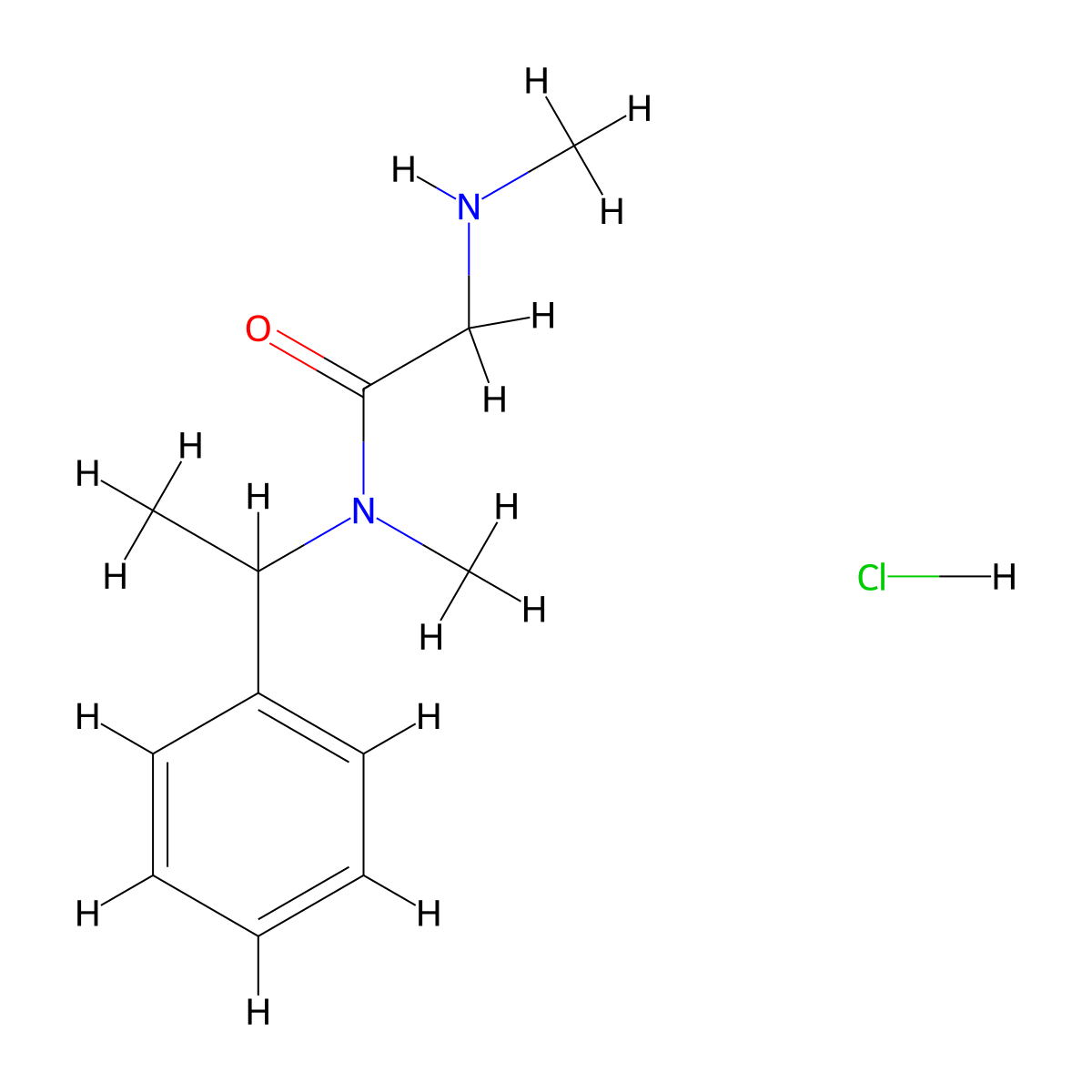 N-methyl-2-(methylamino)-N-(1-phenylethyl)acetamide hydrochloride molecular structure, CAS 1605816-99-6