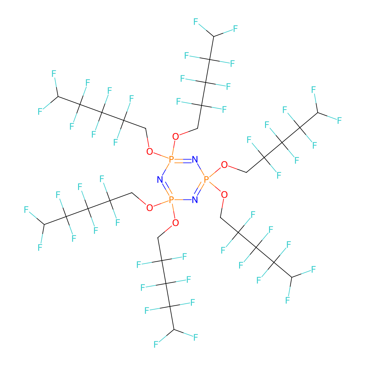 Hexakis(1H,1H,5H-perfluoropentoxy)phosphazene molecular structure, CAS 16059-16-8