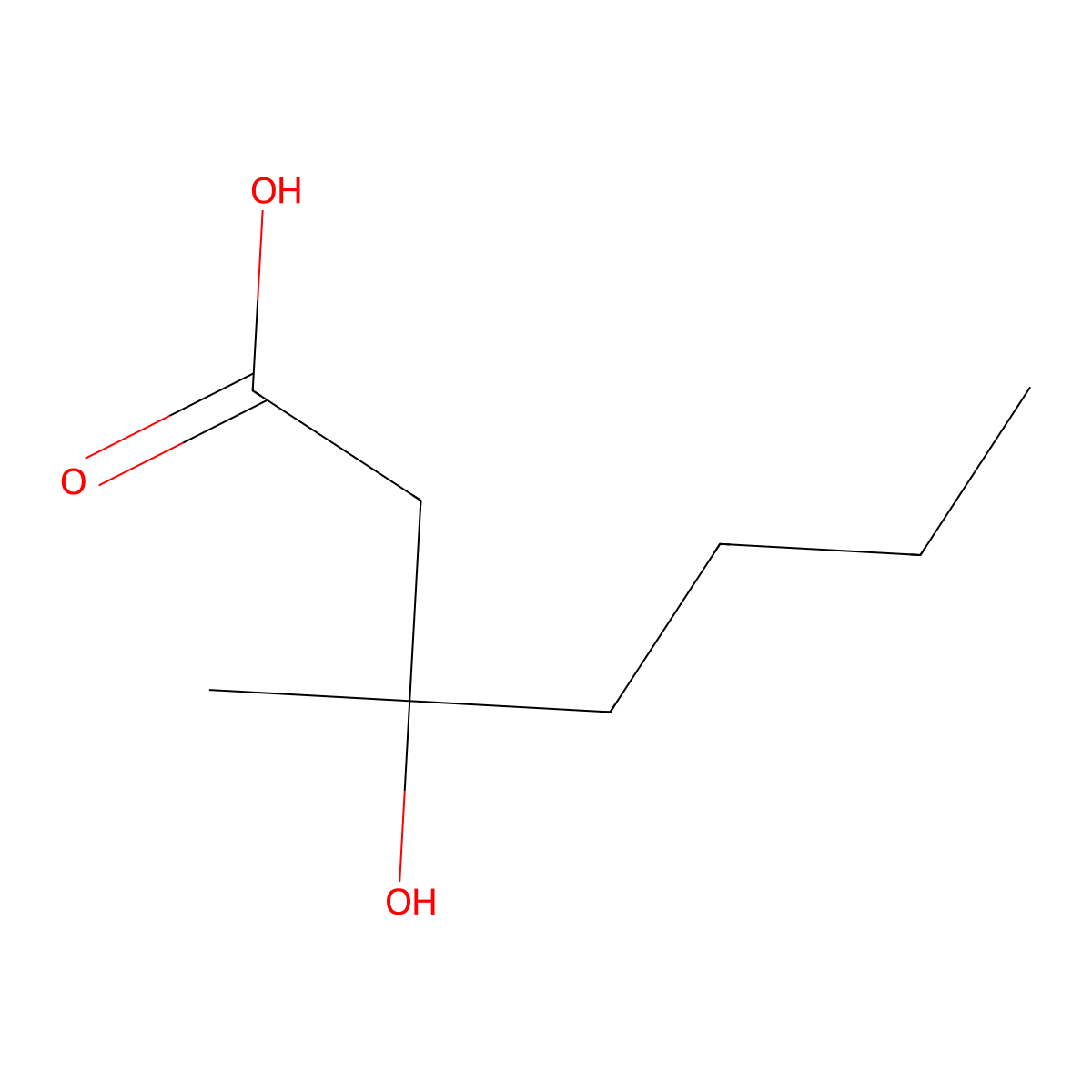3-Hydroxy-3-methylheptanoic acid molecular structure, CAS 160595-71-1