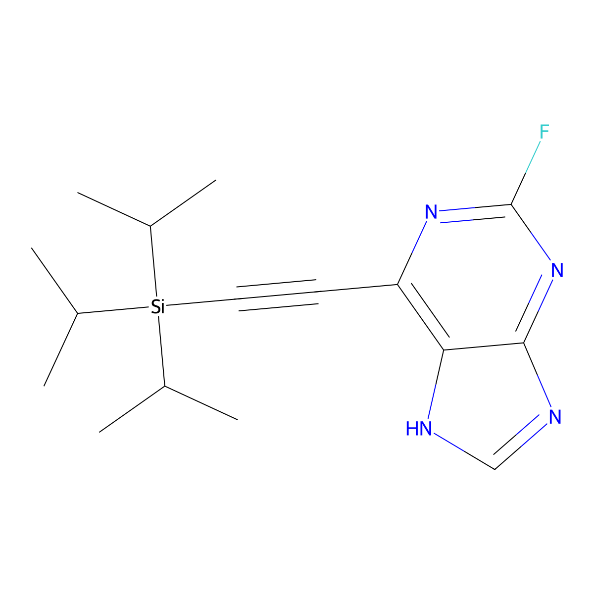 2-fluoro-6-[2-(triisopropylsilyl)ethynyl]-9H-purine molecular structure, CAS 1606157-81-6