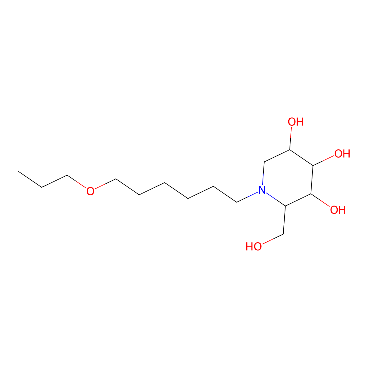 N-(7-Oxadecyl)deoxynojirimycin molecular structure, CAS 160632-05-3