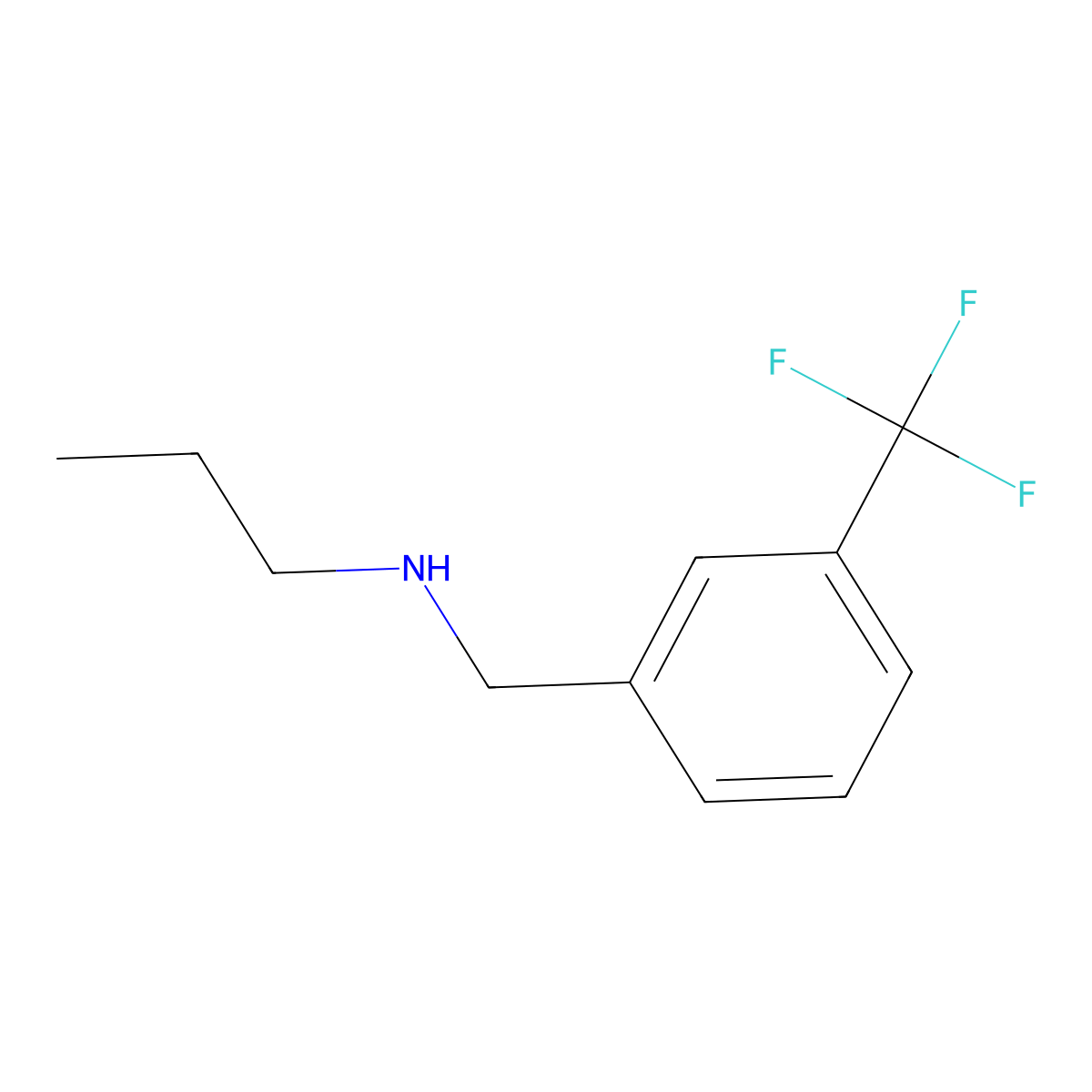 Benzenemethanamine, N-propyl-3-(trifluoromethyl)- molecular structure, CAS 16065-26-2