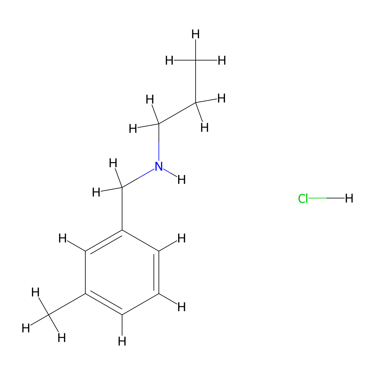 [(3-Methylphenyl)methyl](propyl)amine hydrochloride molecular structure, CAS 16065-30-8