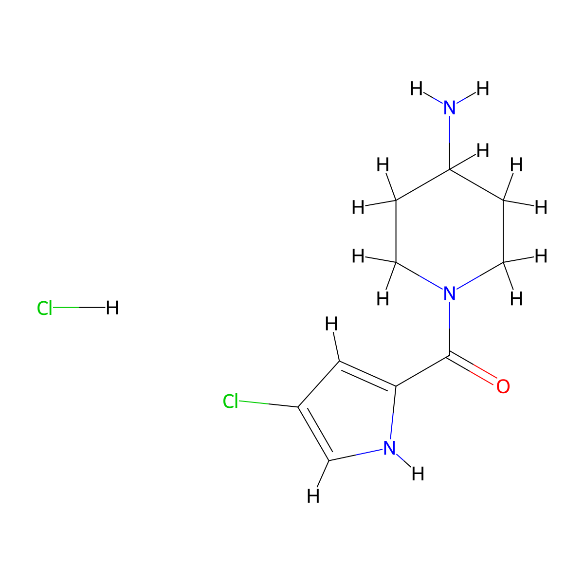 1-(4-chloro-1H-pyrrole-2-carbonyl)piperidin-4-amine hydrochloride molecular structure, CAS 1606501-77-2