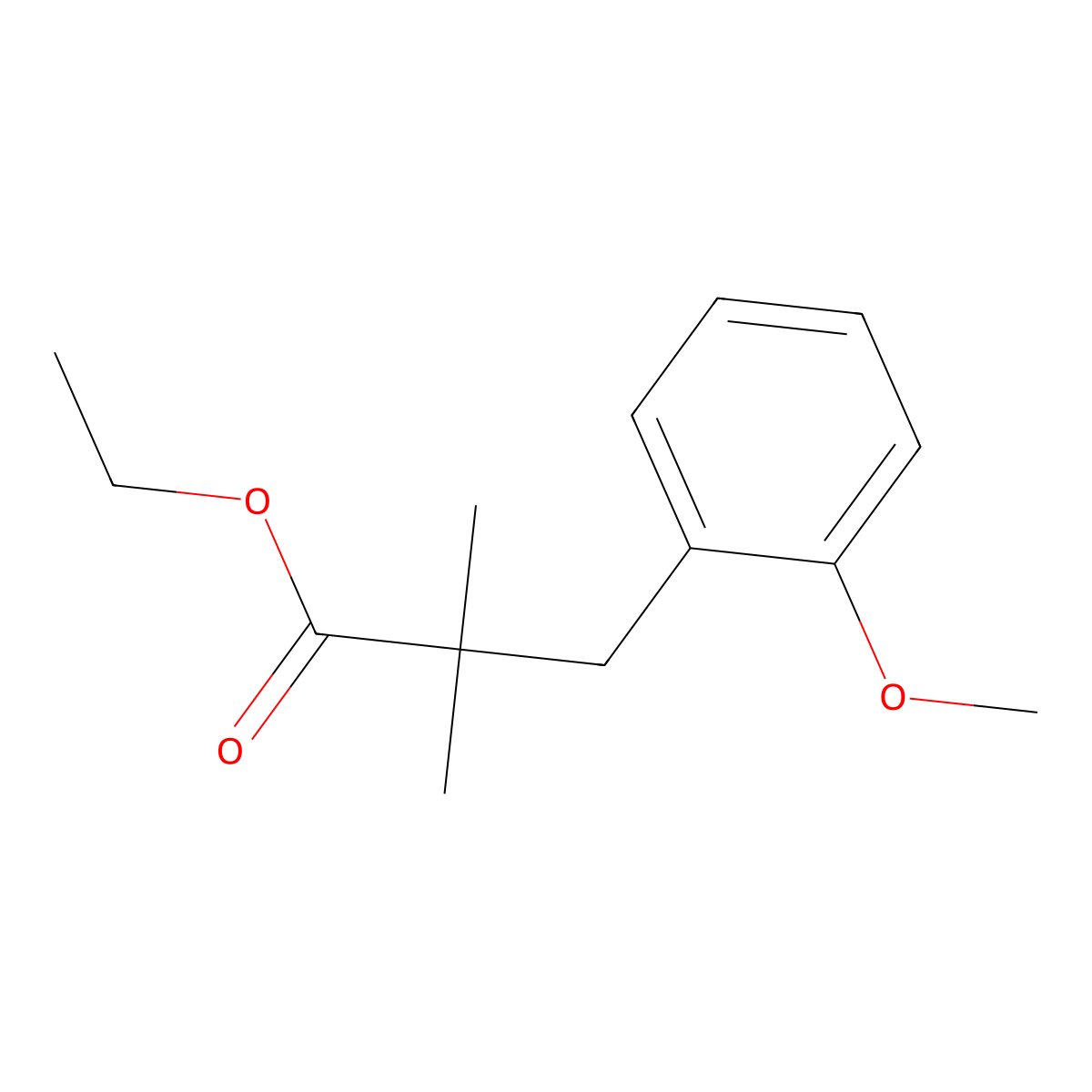 Ethyl 3-(2-methoxyphenyl)-2,2-dimethylpropanoate molecular structure, CAS 160660-88-8