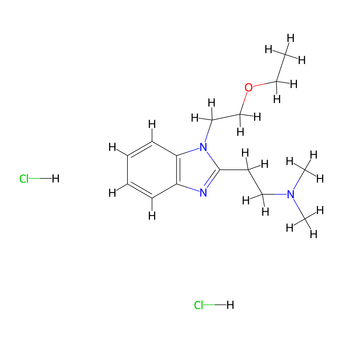 2-(1-(2-ethoxyethyl)-1H-benzo[d]imidazol-2-yl)-N,N-dimethylethan-1-amine dihydrochloride molecular structure, CAS 160665-99-6