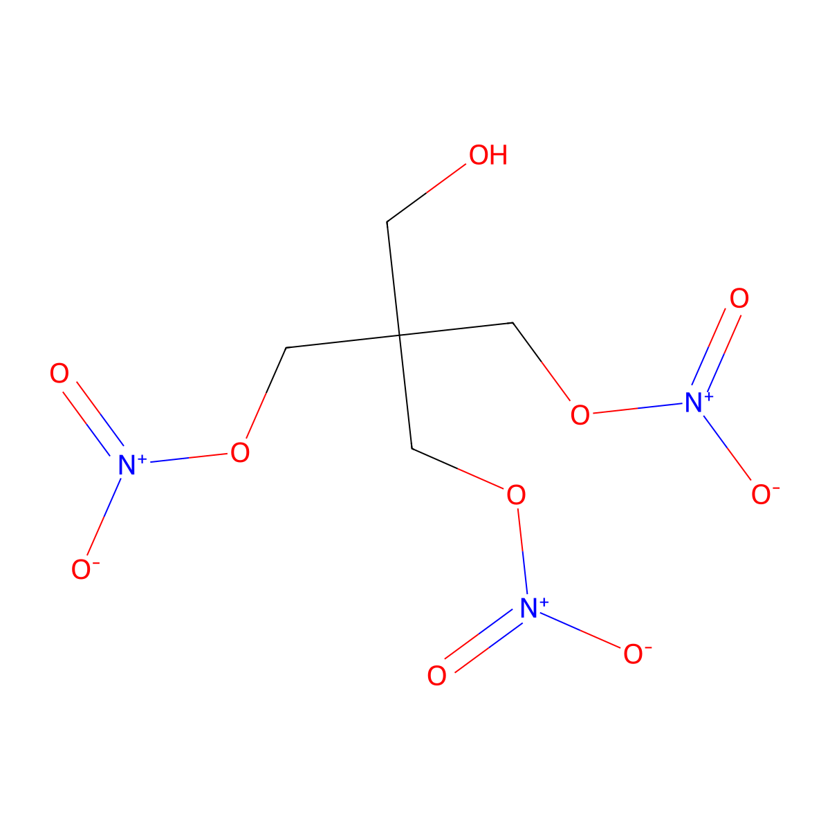 Pentaerythritol, trinitrate molecular structure, CAS 1607-17-6