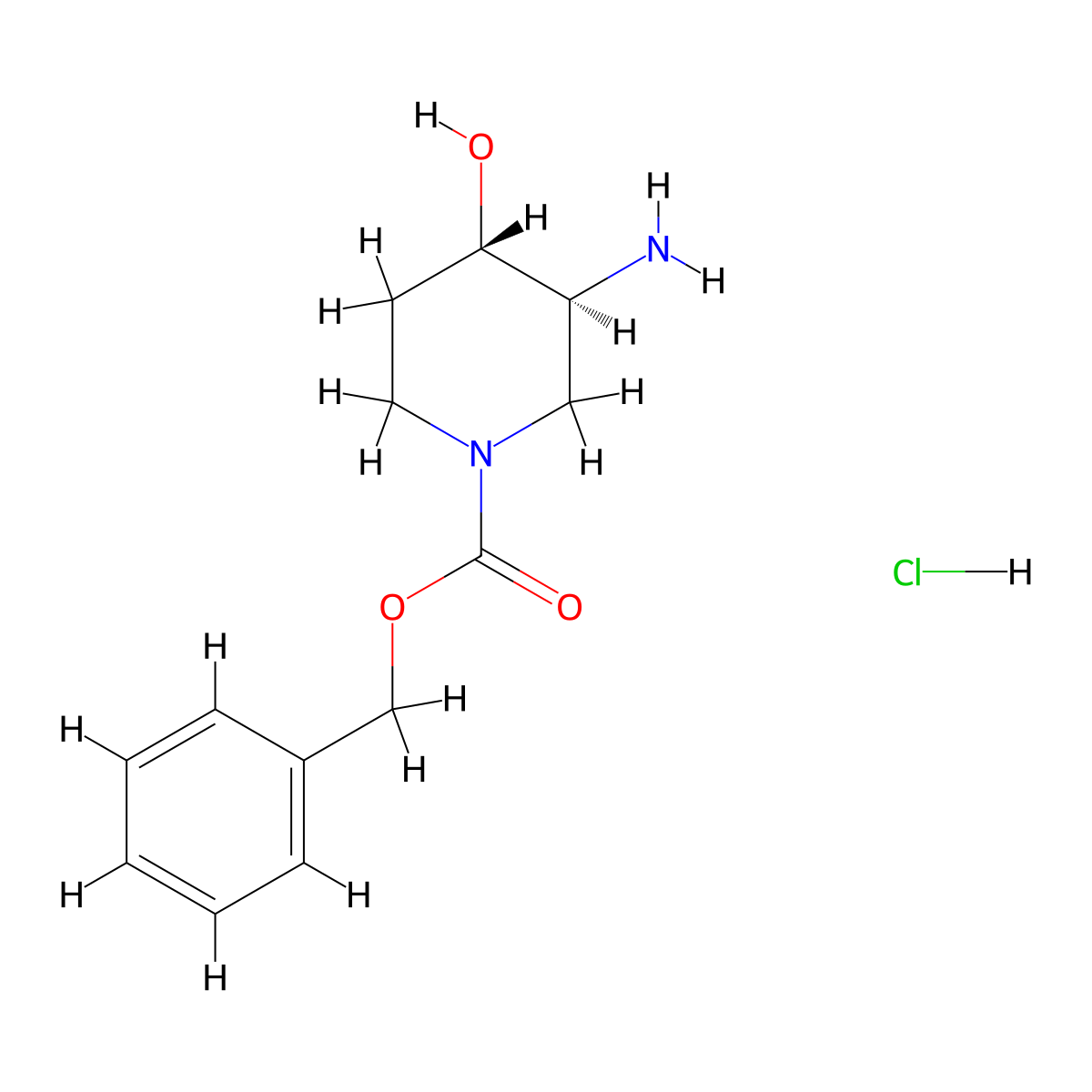 Benzyl (3S,4S)-3-amino-4-hydroxy-piperidine-1-carboxylate hydrochloride molecular structure, CAS 1607004-86-3