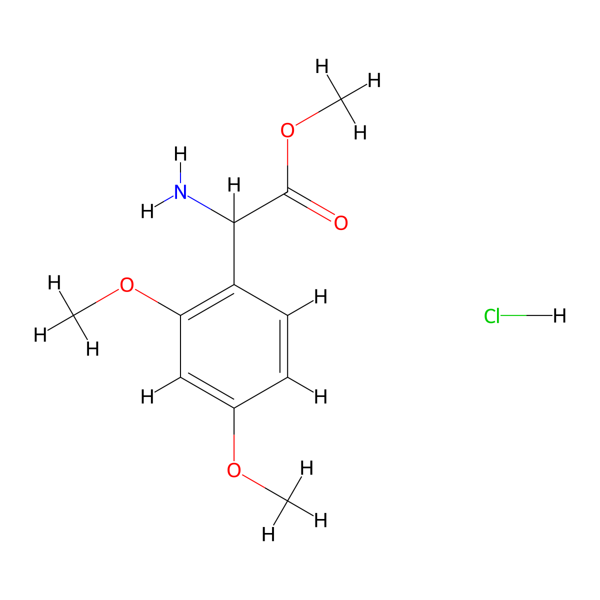 Methyl 2-amino-2-(2,4-dimethoxyphenyl)acetate hydrochloride molecular structure, CAS 1607016-34-1