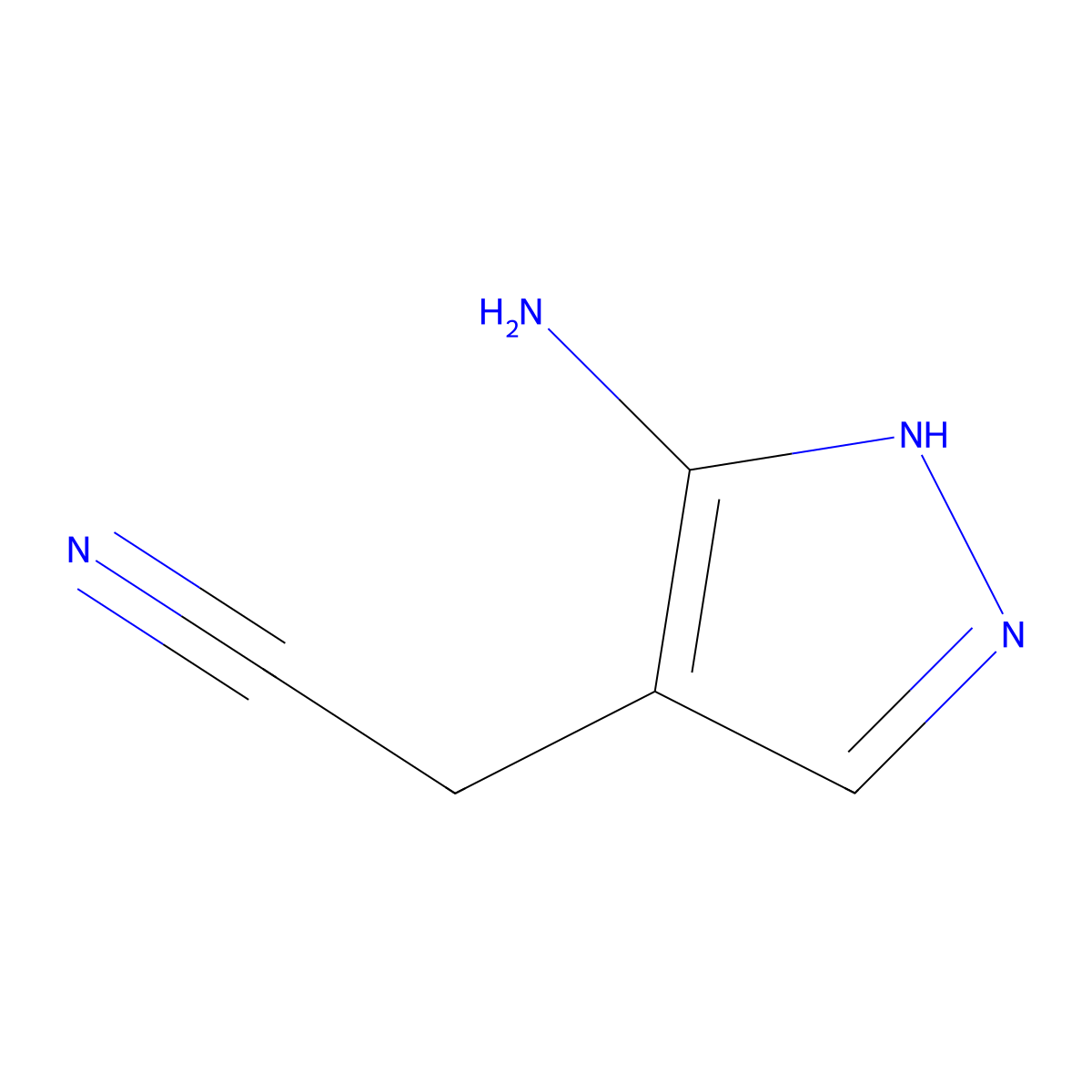 2-(5-amino-1H-pyrazol-4-yl)acetonitrile molecular structure, CAS 1607019-62-4