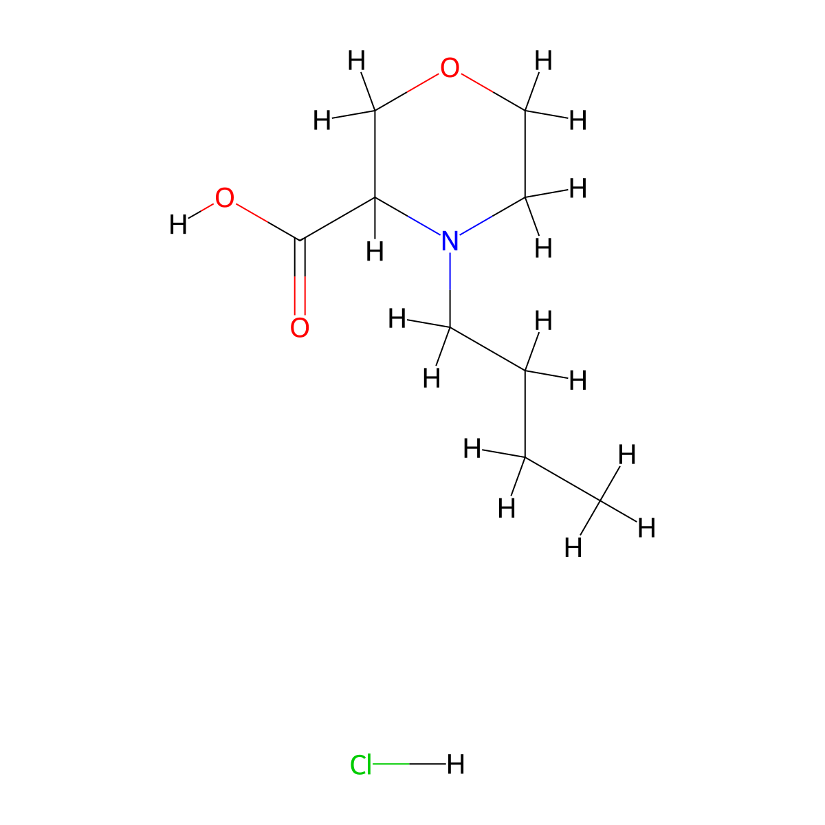 4-Butylmorpholine-3-carboxylic acid hydrochloride molecular structure, CAS 1607020-18-7