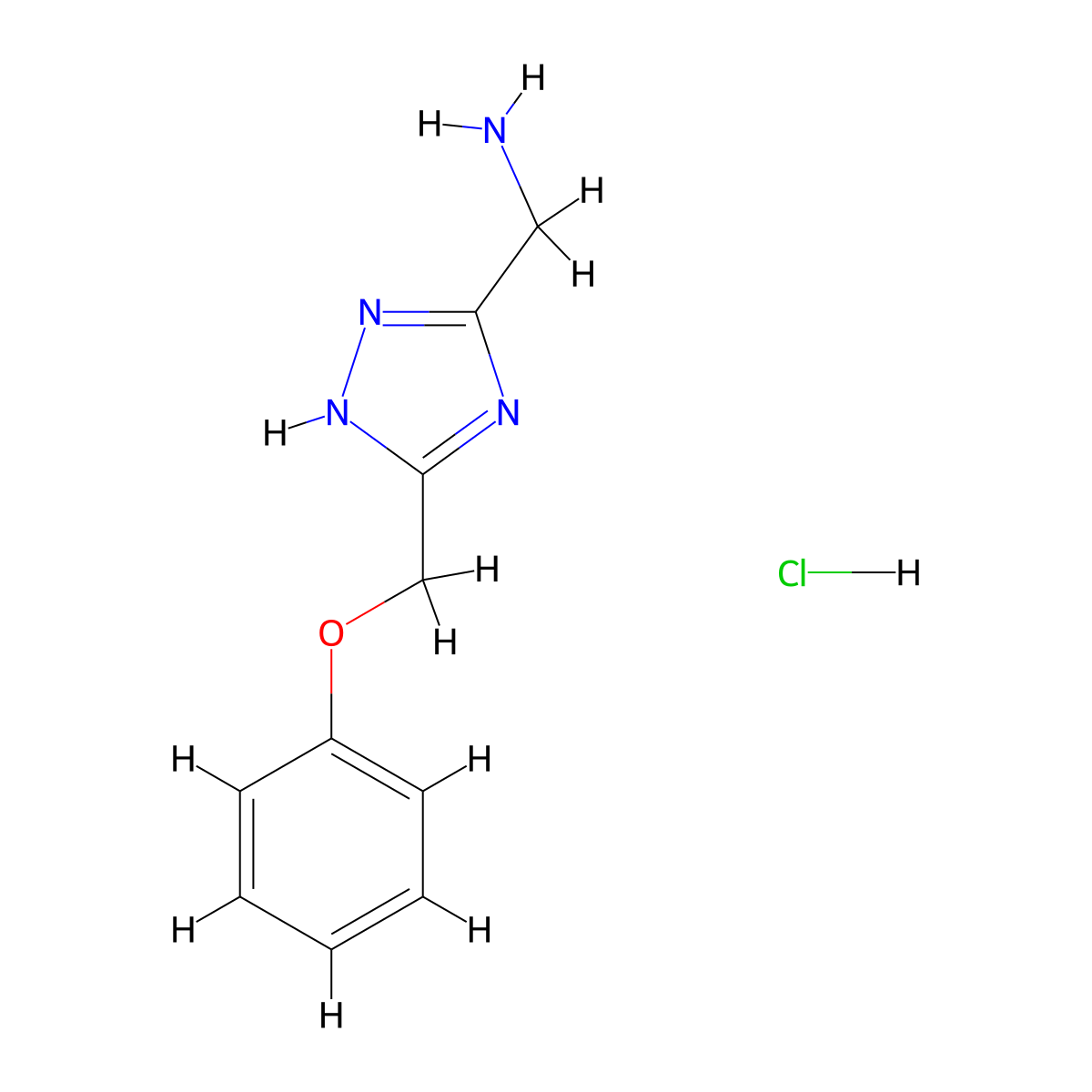 [3-(phenoxymethyl)-1H-1,2,4-triazol-5-yl]methanamine hydrochloride molecular structure, CAS 1607021-99-7