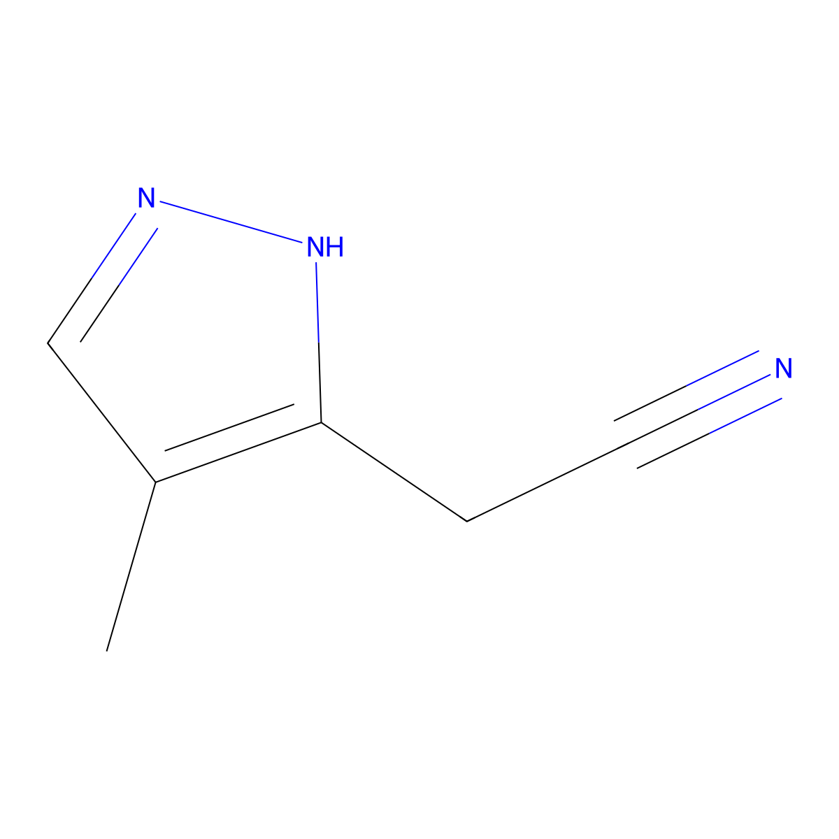 2-(4-methyl-1H-pyrazol-3-yl)acetonitrile molecular structure, CAS 1607024-75-8