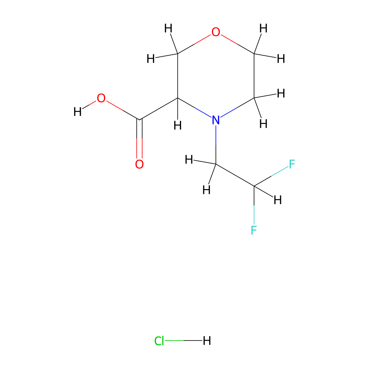 4-(2,2-Difluoroethyl)morpholine-3-carboxylic acid hydrochloride molecular structure, CAS 1607028-27-2