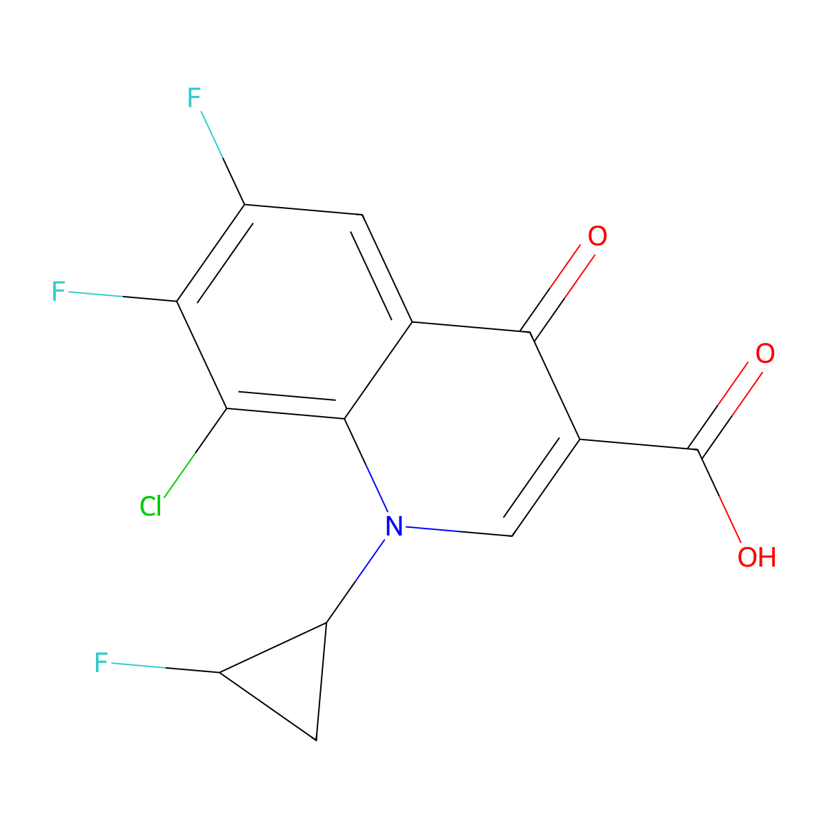 8-Chloro-6,7-difluoro-1-((1R,2S)-2-fluorocyclopropyl)--4-oxo-1,4-dihydroquinoline-3-carboxylic acid molecular structure, CAS 160706-63-8