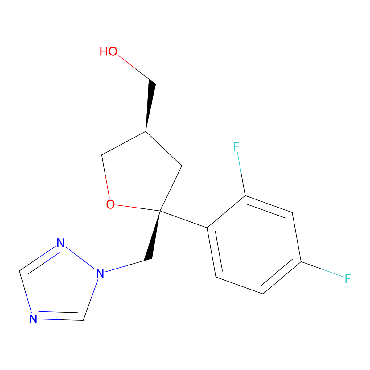 2,5-Anhydro-1,3,4-trideoxy-2-C-(2,4-difluorophenyl)-4-(hydroxymethyl)-1-(1H-1,2,4-triazol-1-yl)-D-threo-pentitol molecular structure, CAS 160709-02-4
