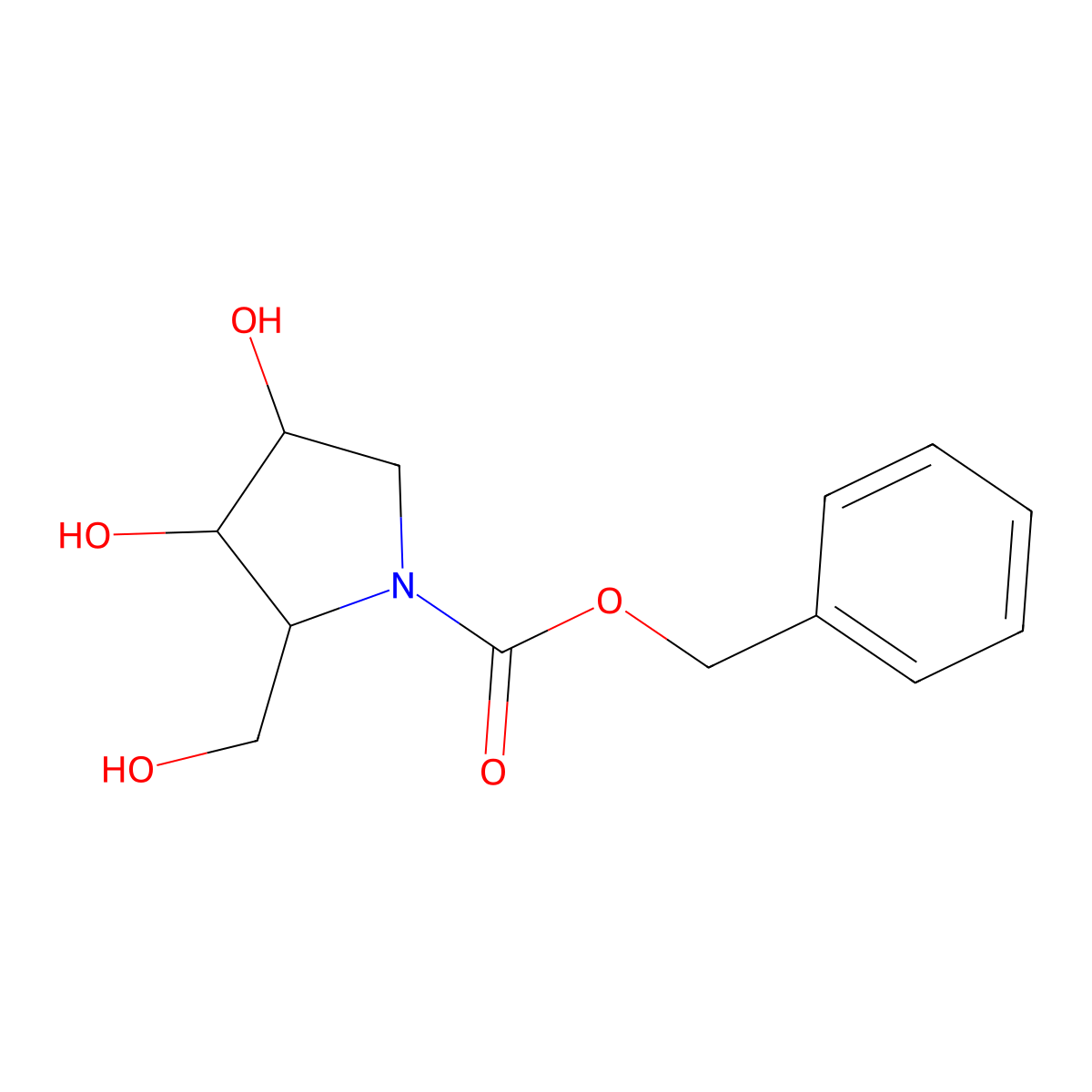 rac-benzyl (2R,3R,4S)-3,4-dihydroxy-2-(hydroxymethyl)pyrrolidine-1-carboxylate molecular structure, CAS 160711-63-7