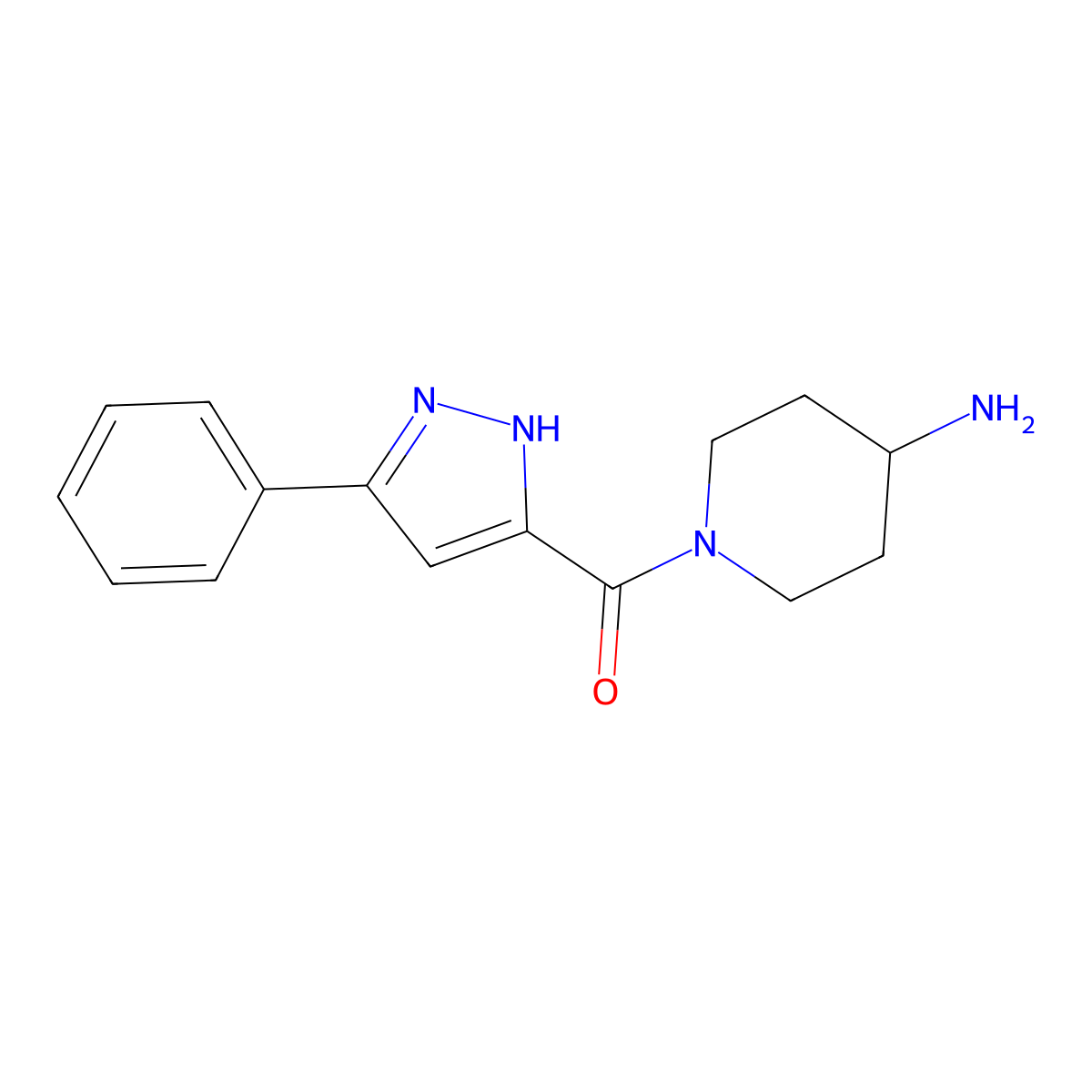 1-[(3-phenyl-1H-pyrazol-5-yl)carbonyl]piperidin-4-amine molecular structure, CAS 1607174-15-1