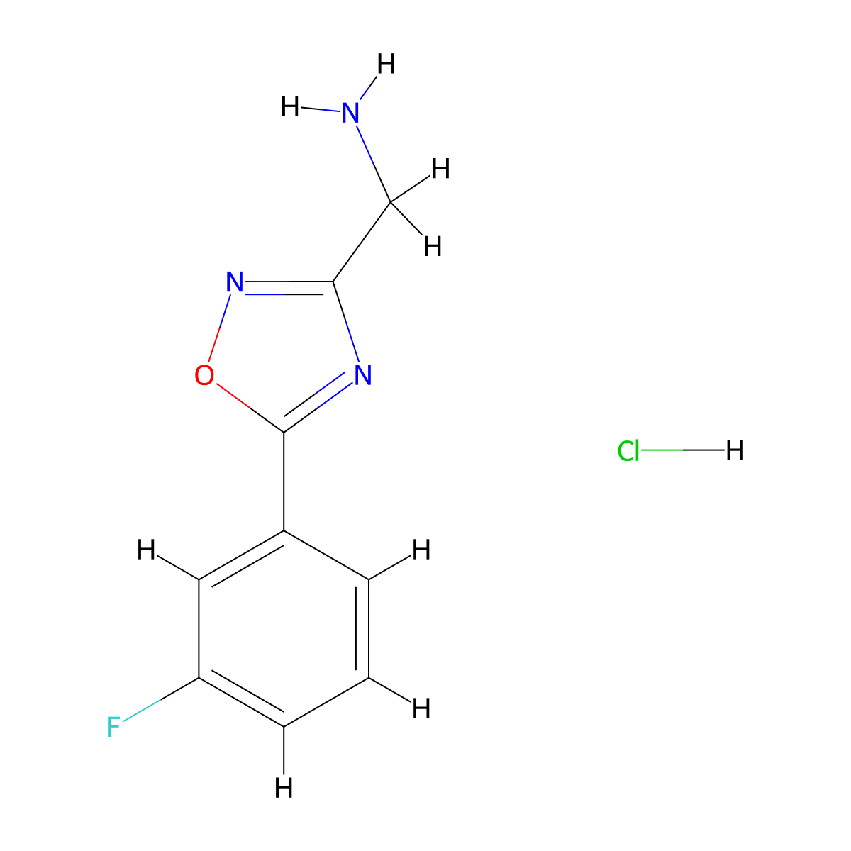 [5-(3-Fluorophenyl)-1,2,4-oxadiazol-3-yl]methanamine hydrochloride molecular structure, CAS 1607248-12-3