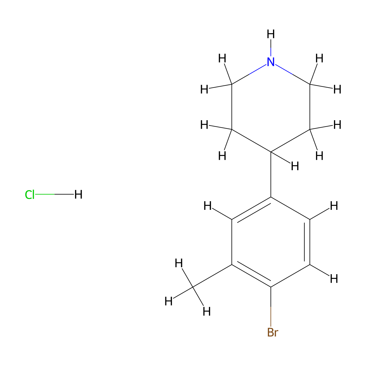 4-(4-Bromo-3-methylphenyl)piperidine hydrochloride molecular structure, CAS 1607261-76-6