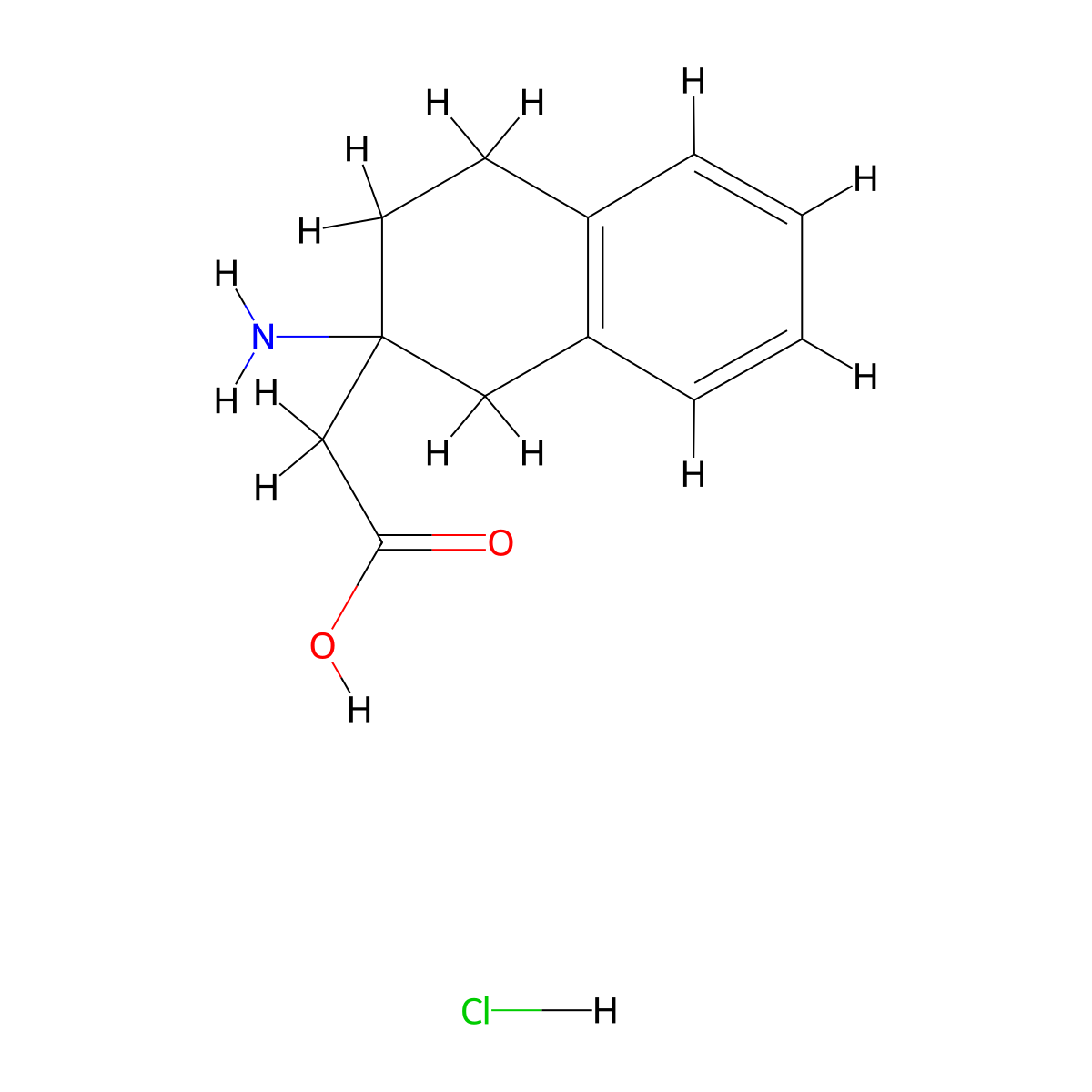 2-(2-Amino-1,2,3,4-tetrahydronaphthalen-2-yl)acetic acid hydrochloride molecular structure, CAS 1607266-94-3