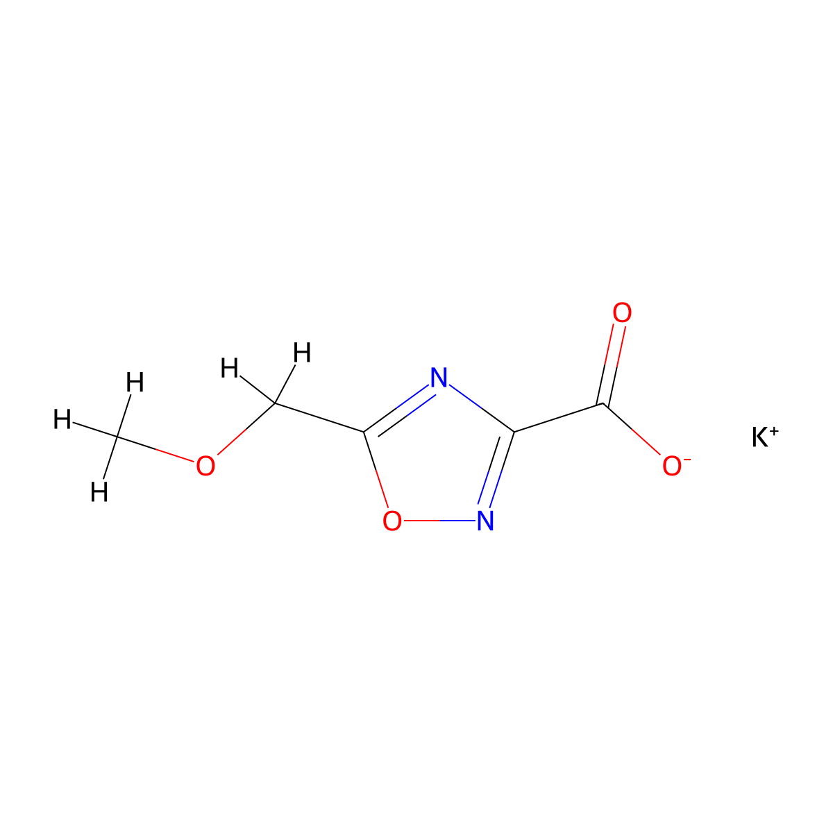 Potassium 5-(methoxymethyl)-1,2,4-oxadiazole-3-carboxylate molecular structure, CAS 1607281-07-1