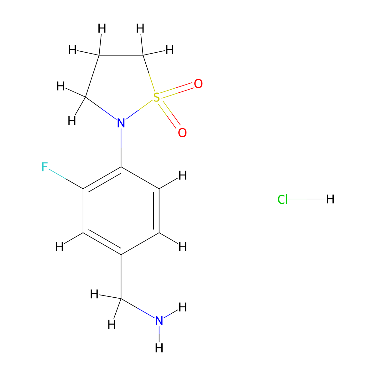 2-[4-(Aminomethyl)-2-fluorophenyl]-1lambda6,2-thiazolidine-1,1-dione hydrochloride molecular structure, CAS 1607288-17-4