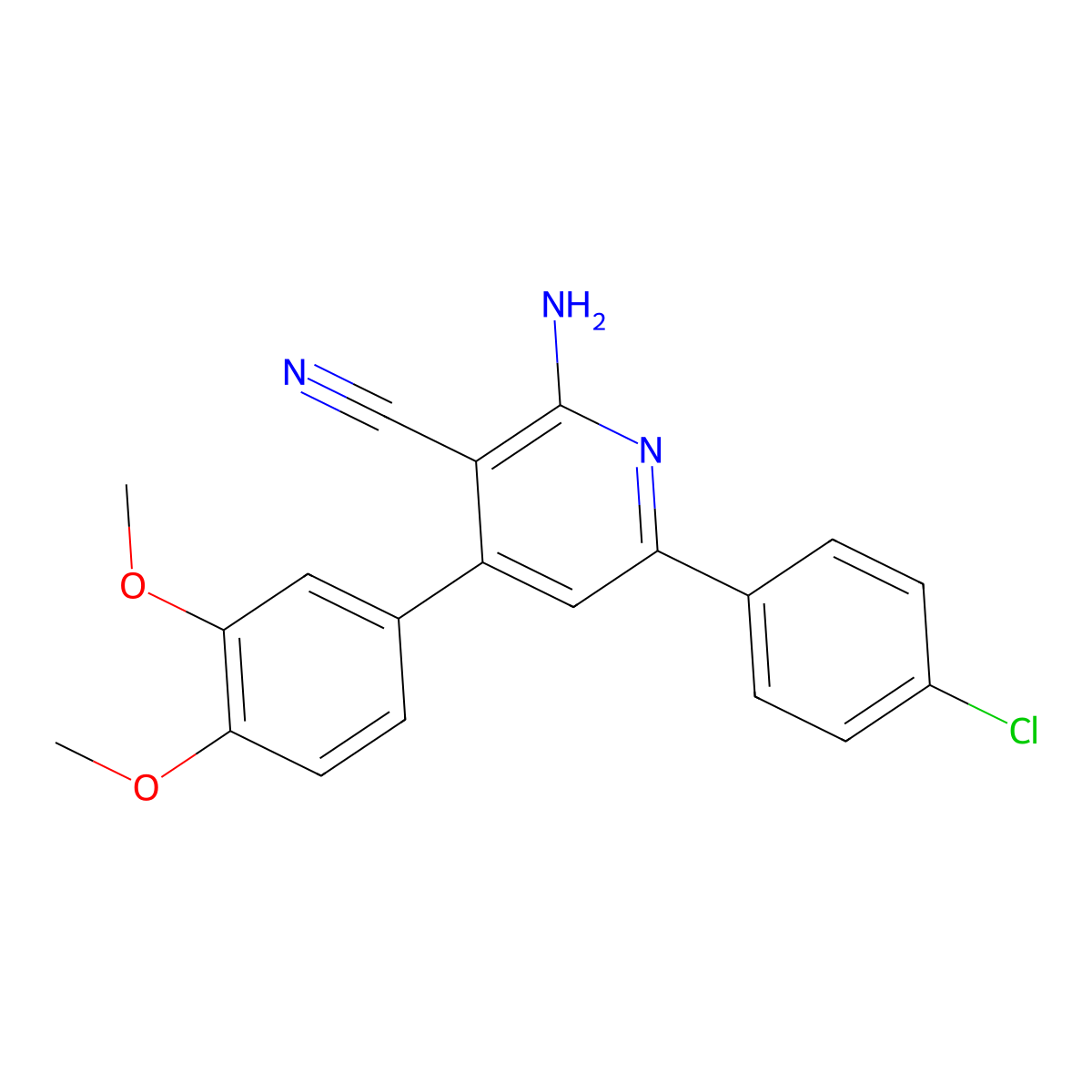 2-Amino-6-(4-chlorophenyl)-4-(3,4-dimethoxyphenyl)nicotinonitrile molecular structure, CAS 160729-10-2