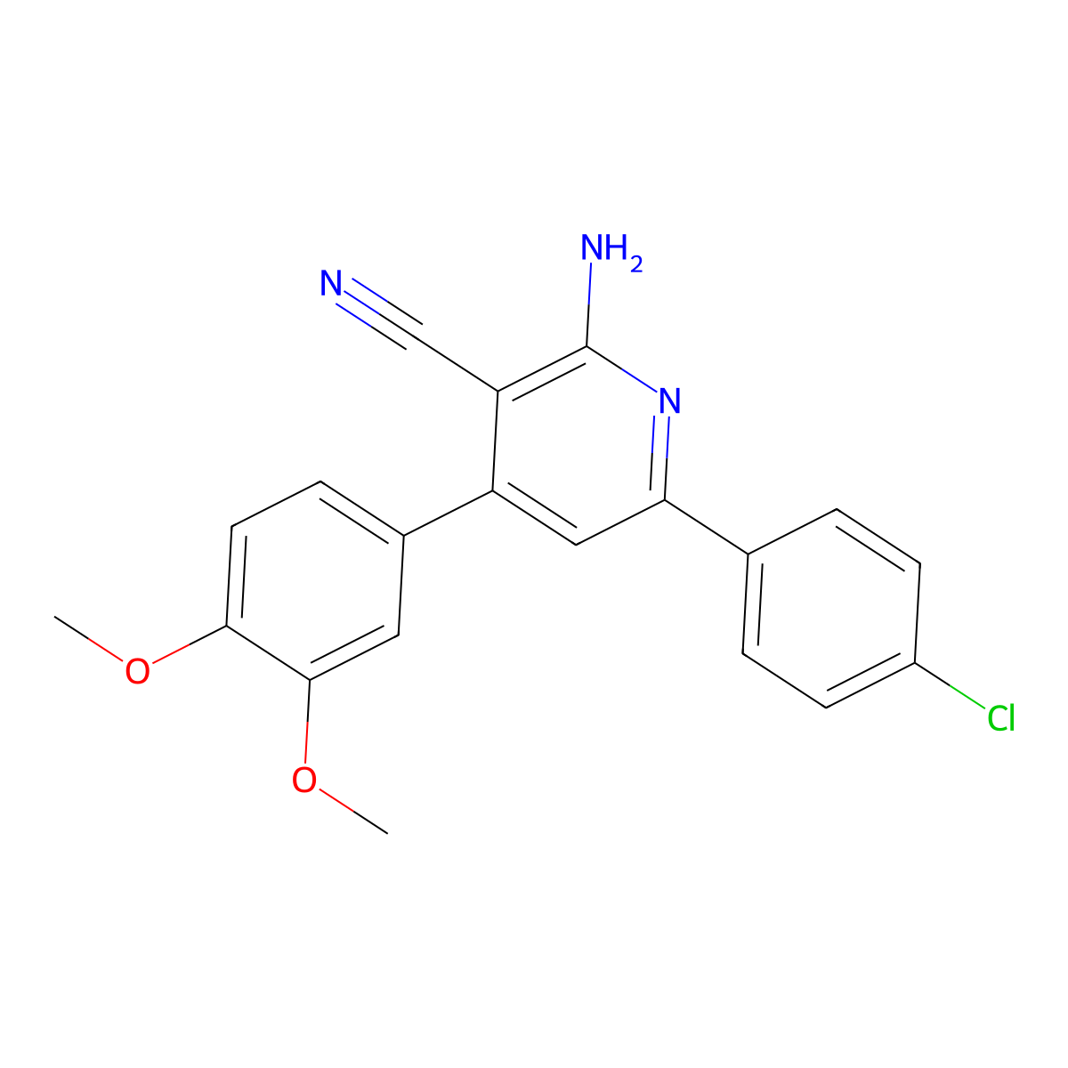 2-Amino-6-(4-chlorophenyl)-4-(3,4-dimethoxyphenyl)nicotinonitrile molecular structure, CAS 160729-10-2
