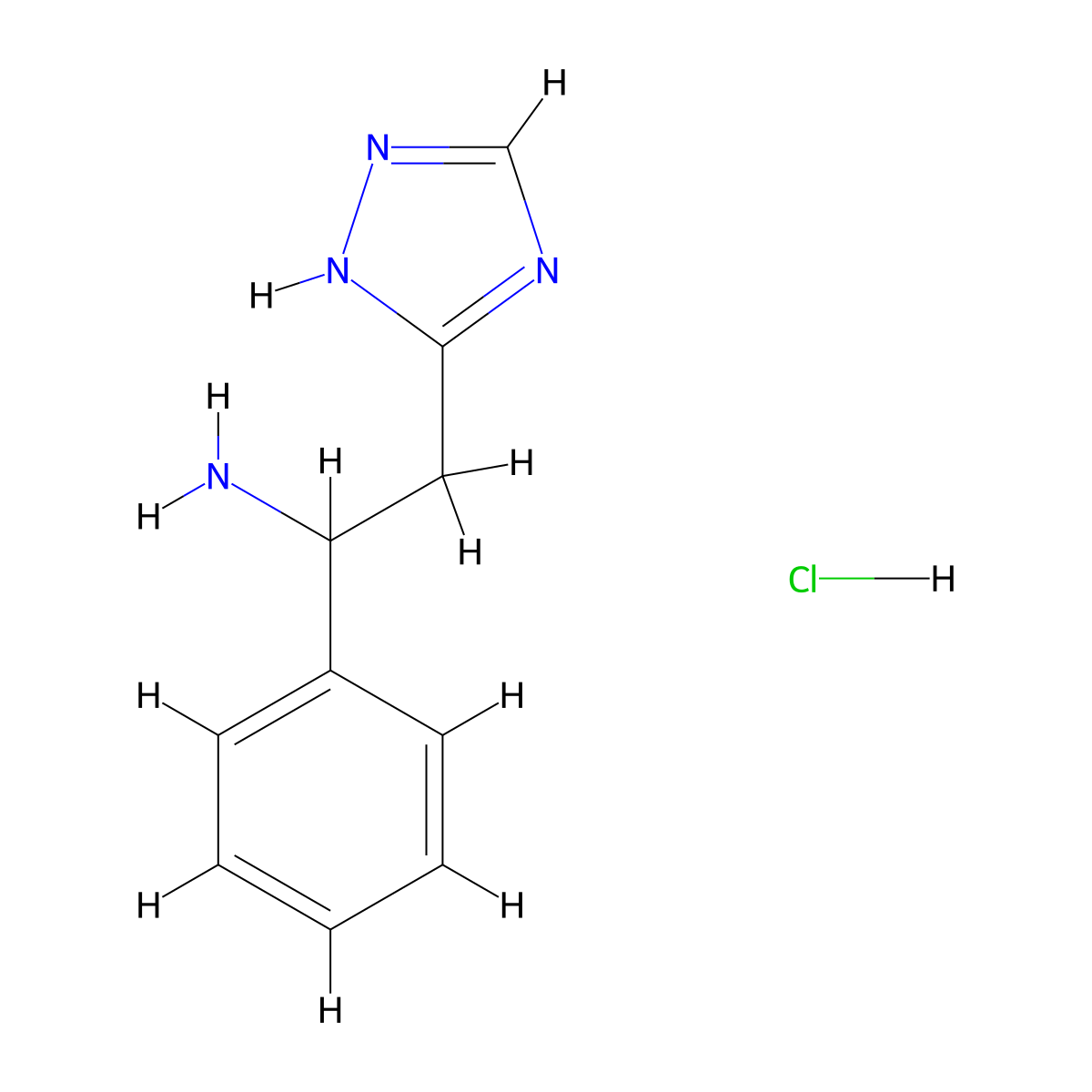 1-phenyl-2-(4H-1,2,4-triazol-3-yl)ethan-1-amine hydrochloride molecular structure, CAS 1607291-00-8