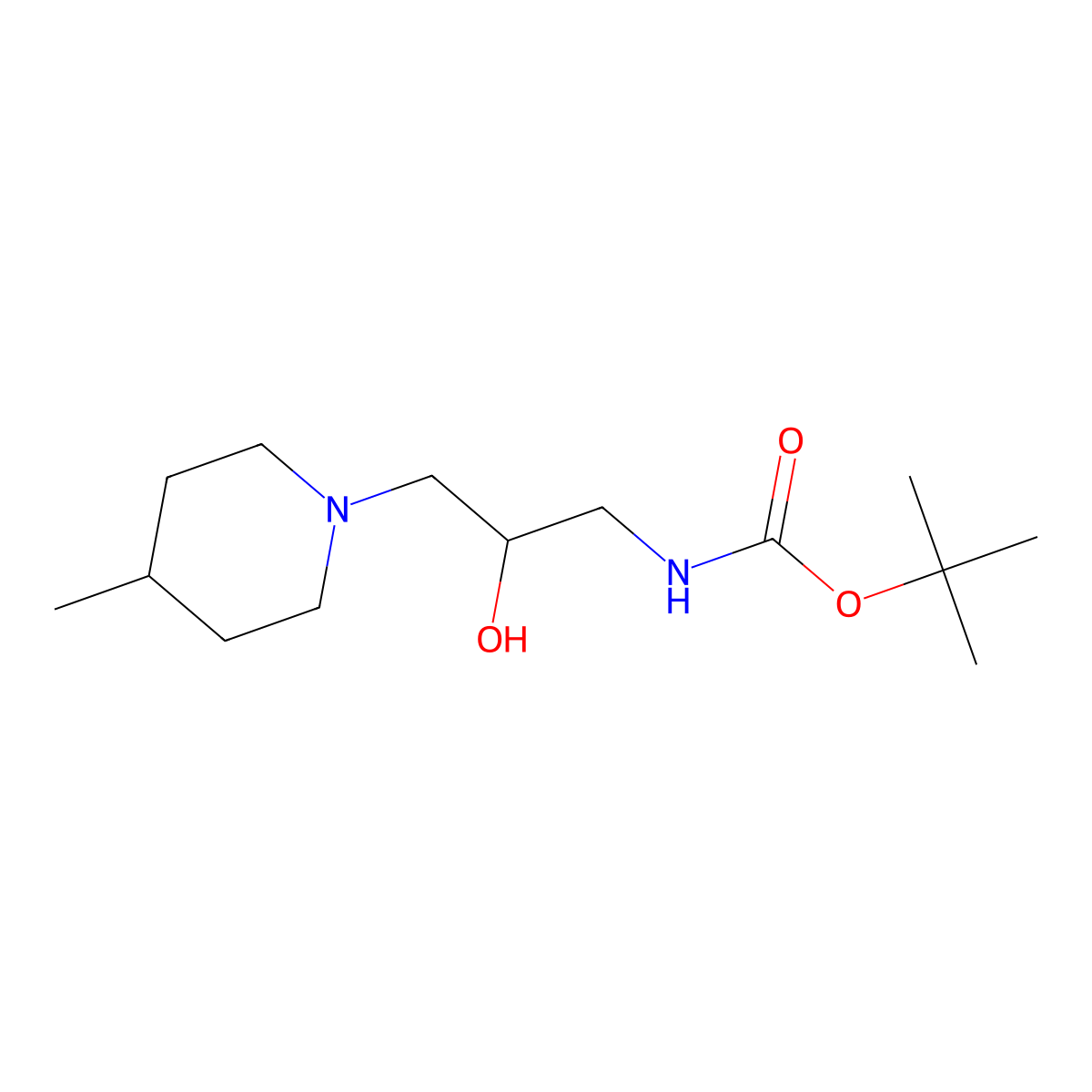 Tert-butyl N-[2-hydroxy-3-(4-methylpiperidin-1-YL)propyl]carbamate molecular structure, CAS 1607298-42-9