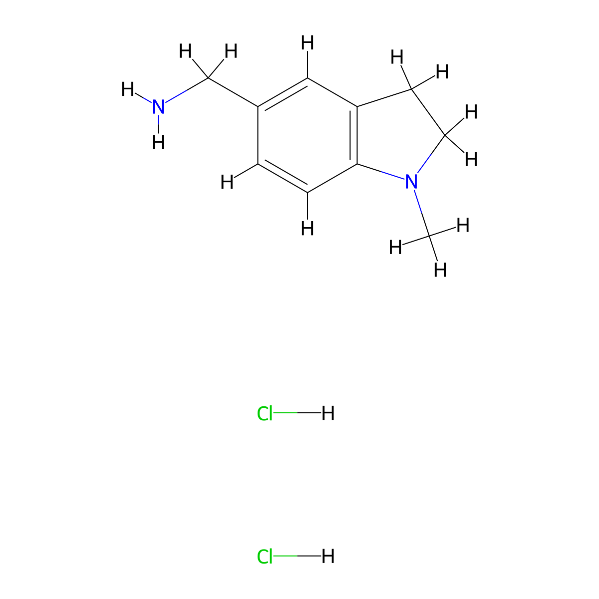 (1-methyl-2,3-dihydro-1H-indol-5-yl)methanamine dihydrochloride molecular structure, CAS 1607300-19-5