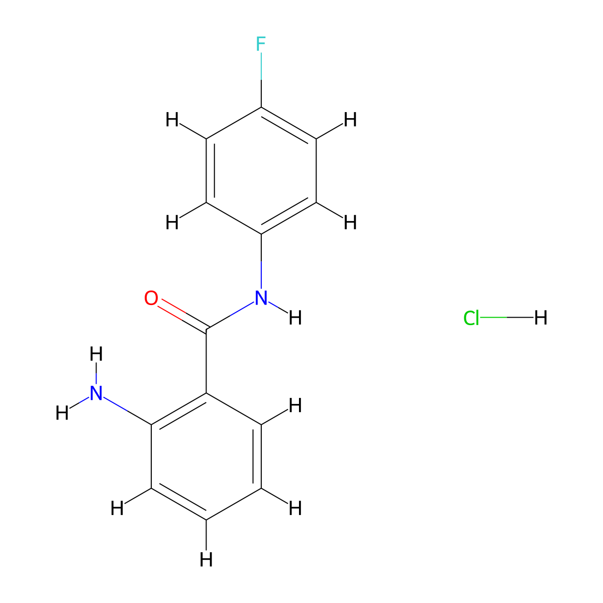 2-amino-N-(4-fluorophenyl)benzamide hydrochloride molecular structure, CAS 1607402-93-6