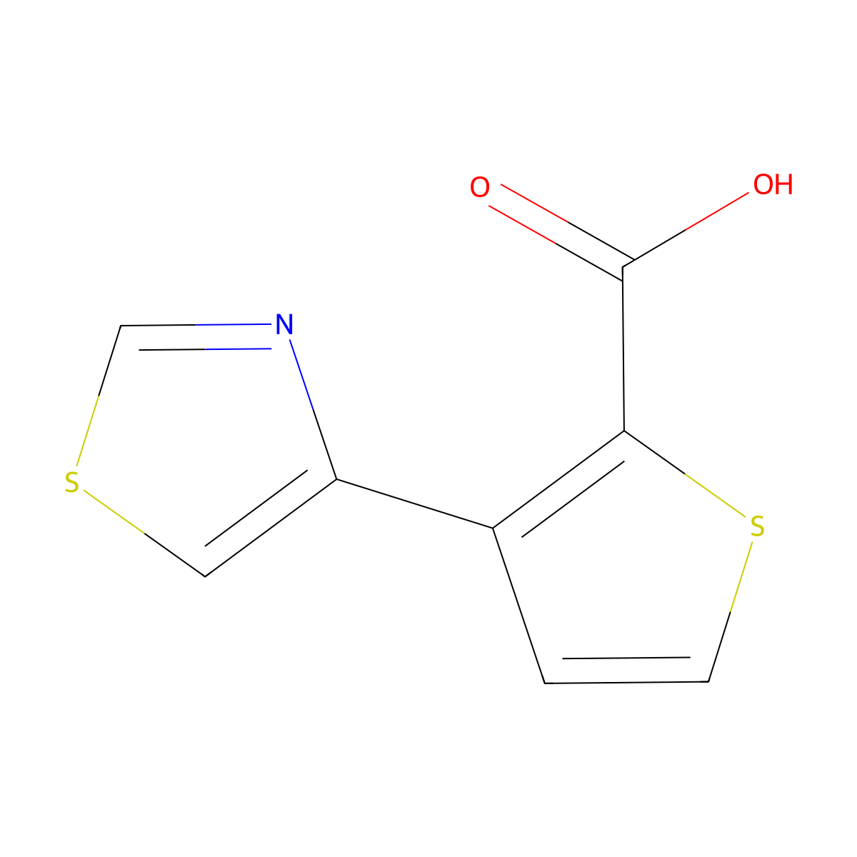 3-(1,3-Thiazol-4-yl)thiophene-2-carboxylic acid molecular structure, CAS 1607429-44-6