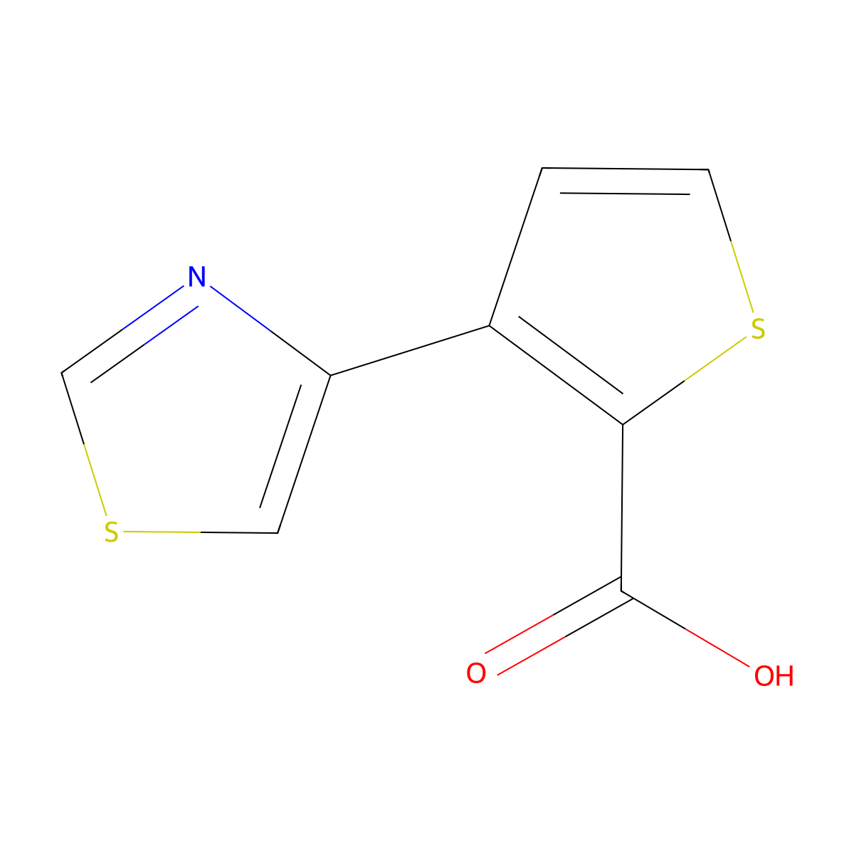 3-(1,3-Thiazol-4-yl)thiophene-2-carboxylic acid molecular structure, CAS 1607429-44-6