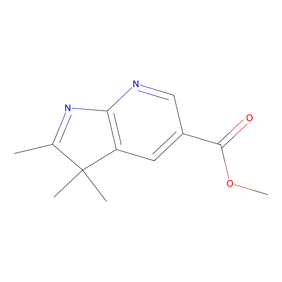 methyl 2,3,3-trimethyl-3H-pyrrolo(2,3-b)pyridine-5-carboxylate molecular structure, CAS 1607438-83-4