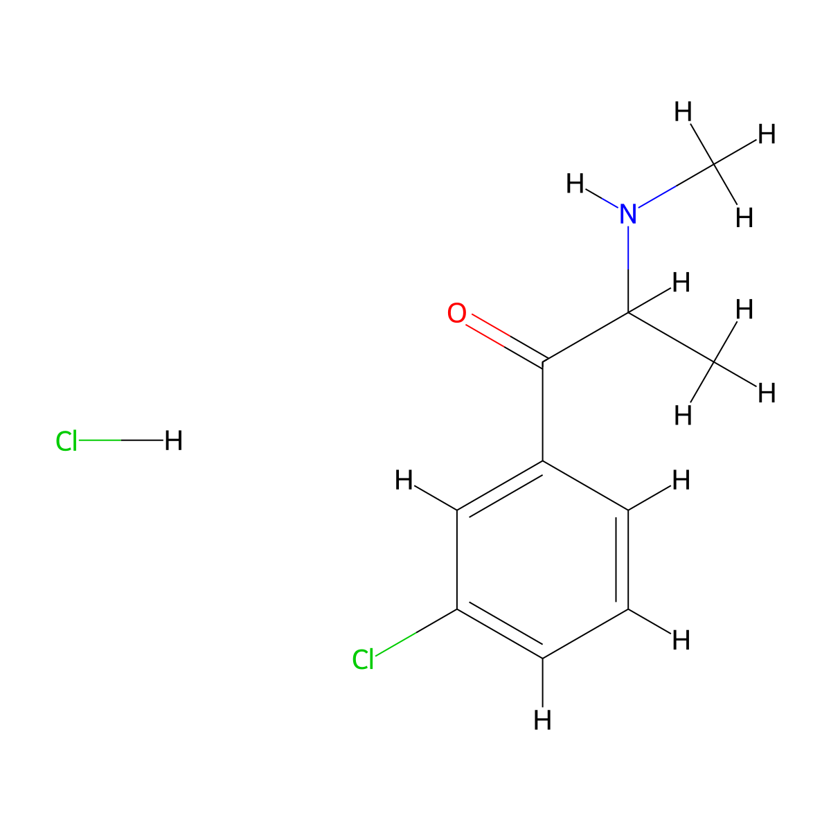 3-Chloromethcathinone hydrochloride molecular structure, CAS 1607439-32-6