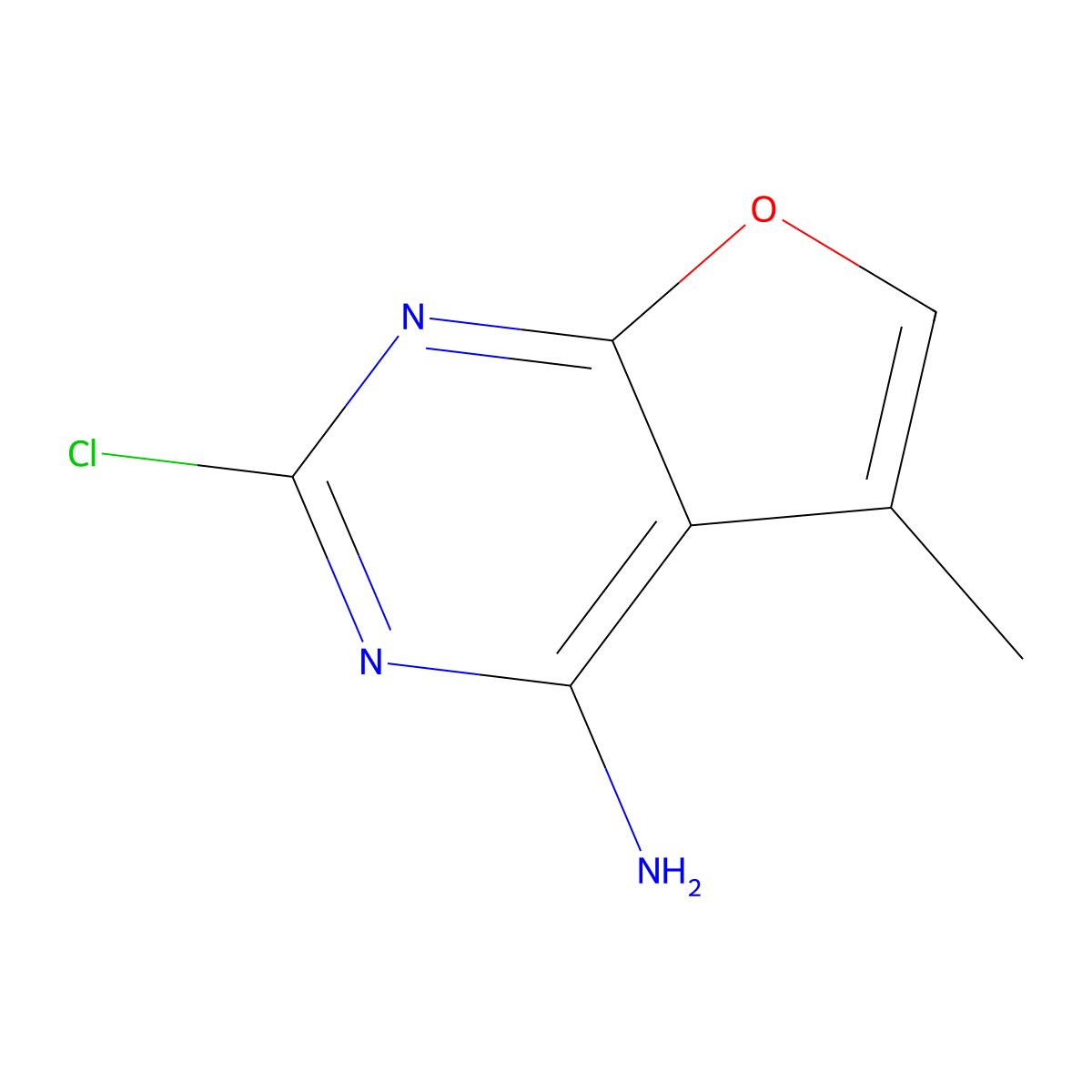2-Chloro-5-methylfuro[2,3-d]pyrimidin-4-amine molecular structure, CAS 1607479-44-6