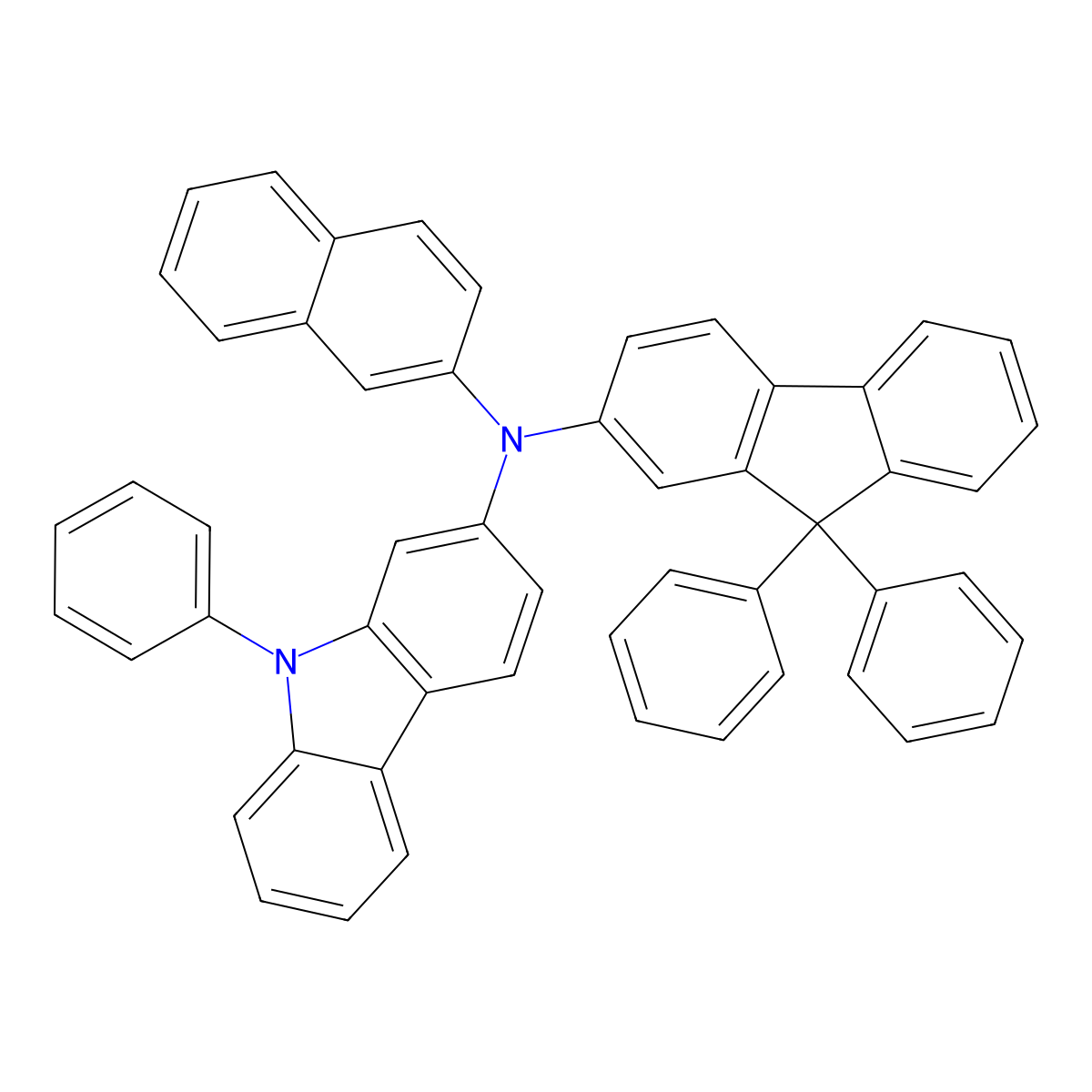 N-(9,9-Diphenyl-9H-fluoren-2-yl)-N-(naphthalen-2-yl)-9-phenyl-9H-carbazol-2-amine molecular structure, CAS 1607480-16-9