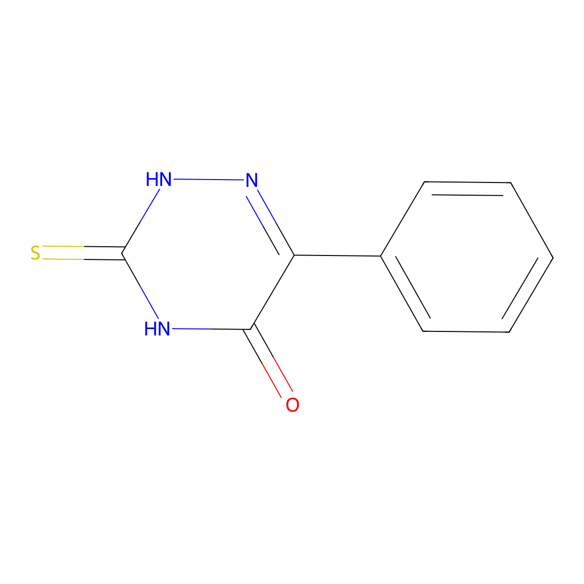 6-Phenyl-3-thioxo-2,3,4,5-tetrahydro-1,2,4-triazin-5-one molecular structure, CAS 16075-92-6