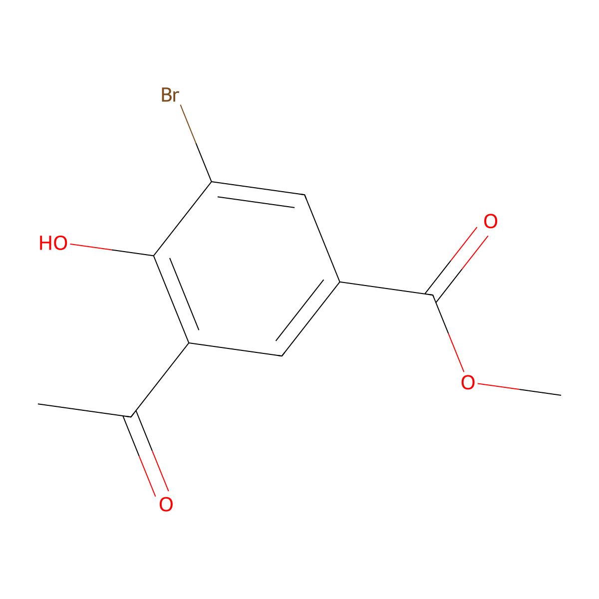 Methyl 3-acetyl-5-bromo-4-hydroxybenzoate molecular structure, CAS 160753-84-4