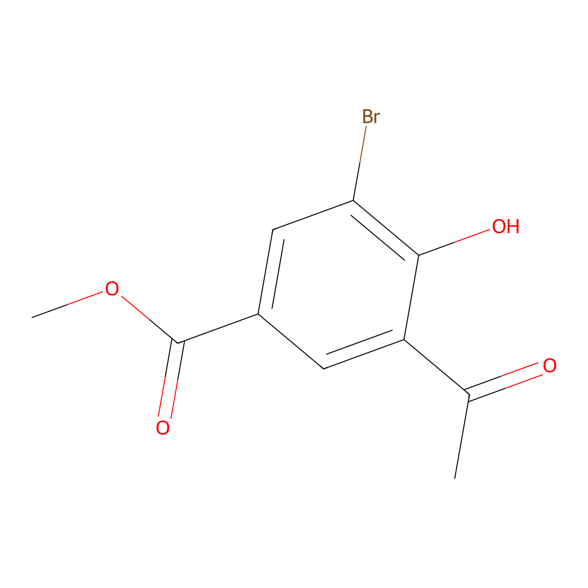 Methyl 3-acetyl-5-bromo-4-hydroxybenzoate molecular structure, CAS 160753-84-4