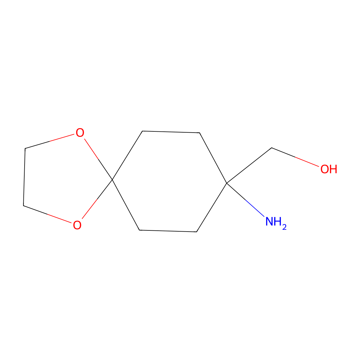 {8-Amino-1,4-dioxaspiro[4.5]decan-8-yl}methanol molecular structure, CAS 1607592-18-6